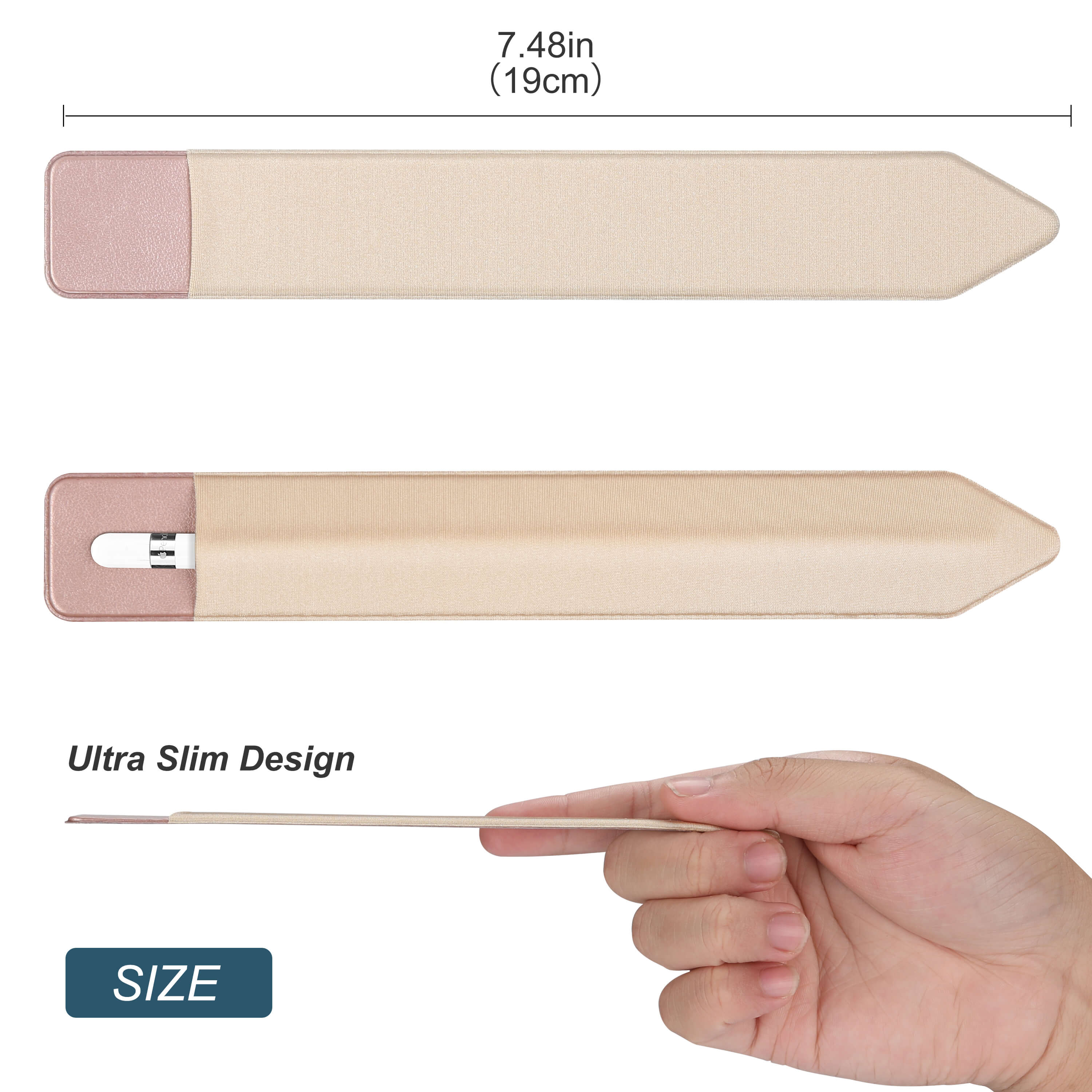  Pencil Holder Sticker for Apple Pencil 1st and 2nd Gen, Elastic Stylus Pocket Pouch Adhesive Stylus Pen Sleeve Attached to Case for Apple Pencil and Other Stylus Pens