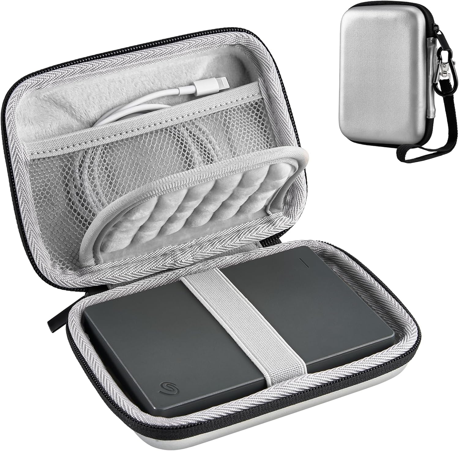 Hard Drive Case for Canvio Basics Western Digital, Samsung T9, silver