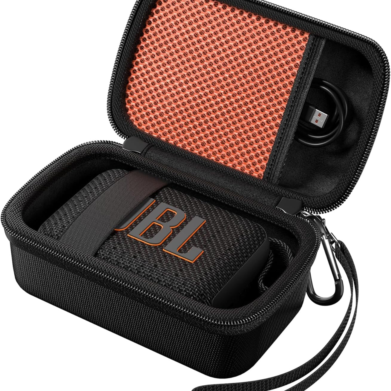 Hard Shell Travel Case for JBL Go 4 2025/ Go 3/ Go 3 Eco Ultra Speaker, Waterproof Portable Carrying Box for JBL Mini Speaker and Accessories, Storage Bag with Mesh Pocket Wrist Strap