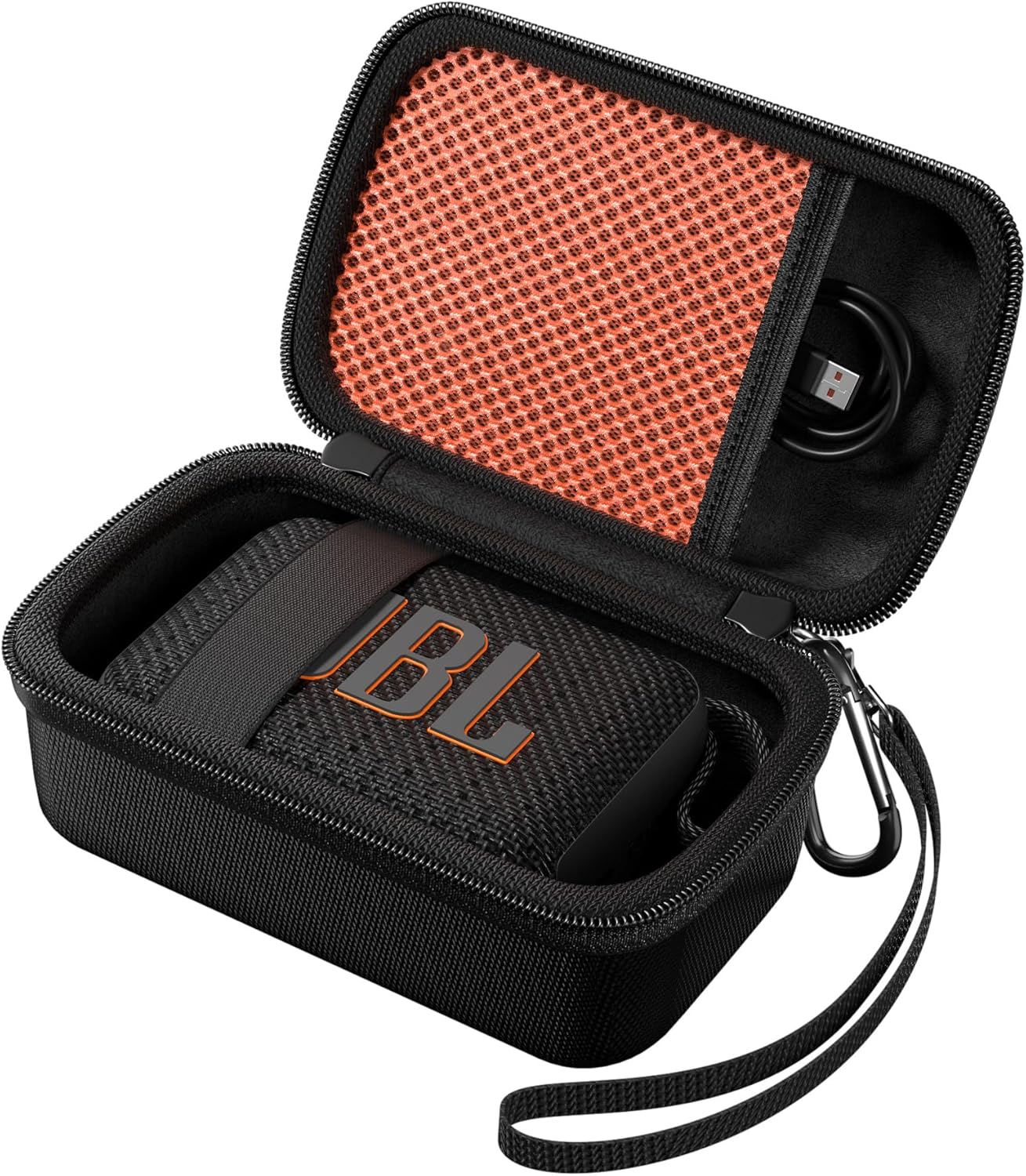 Hard Shell Travel Case for JBL Go 4 2025/ Go 3/ Go 3 Eco Ultra Speaker, Waterproof Portable Carrying Box for JBL Mini Speaker and Accessories, Storage Bag with Mesh Pocket Wrist Strap
