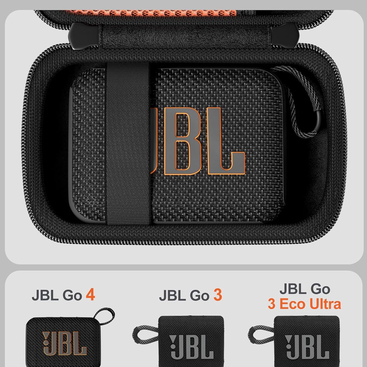 Hard Shell Travel Case for JBL Go 4 2025/ Go 3/ Go 3 Eco Ultra Speaker, Waterproof Portable Carrying Box for JBL Mini Speaker and Accessories, Storage Bag with Mesh Pocket Wrist Strap