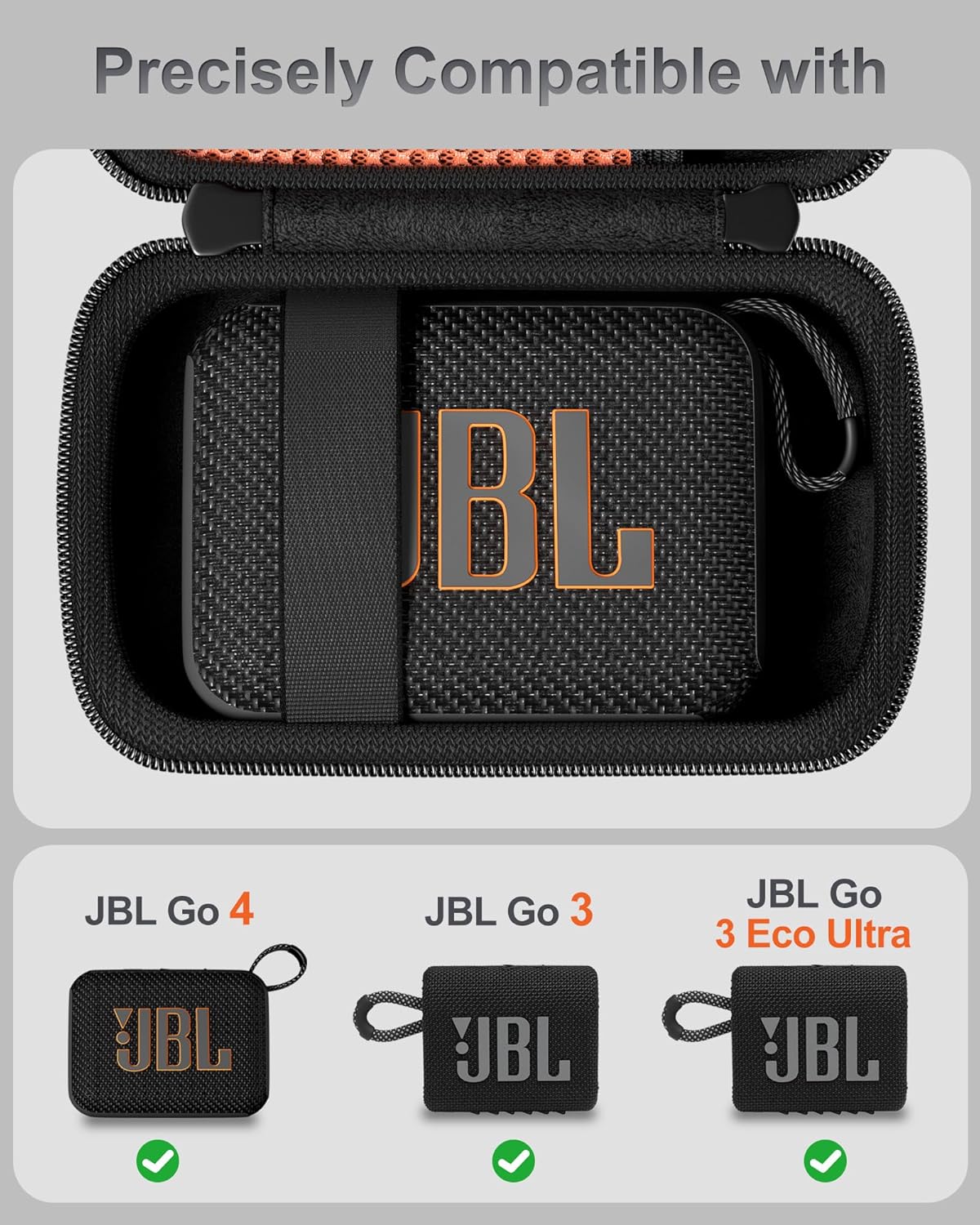 Hard Shell Travel Case for JBL Go 4 2025/ Go 3/ Go 3 Eco Ultra Speaker, Waterproof Portable Carrying Box for JBL Mini Speaker and Accessories, Storage Bag with Mesh Pocket Wrist Strap
