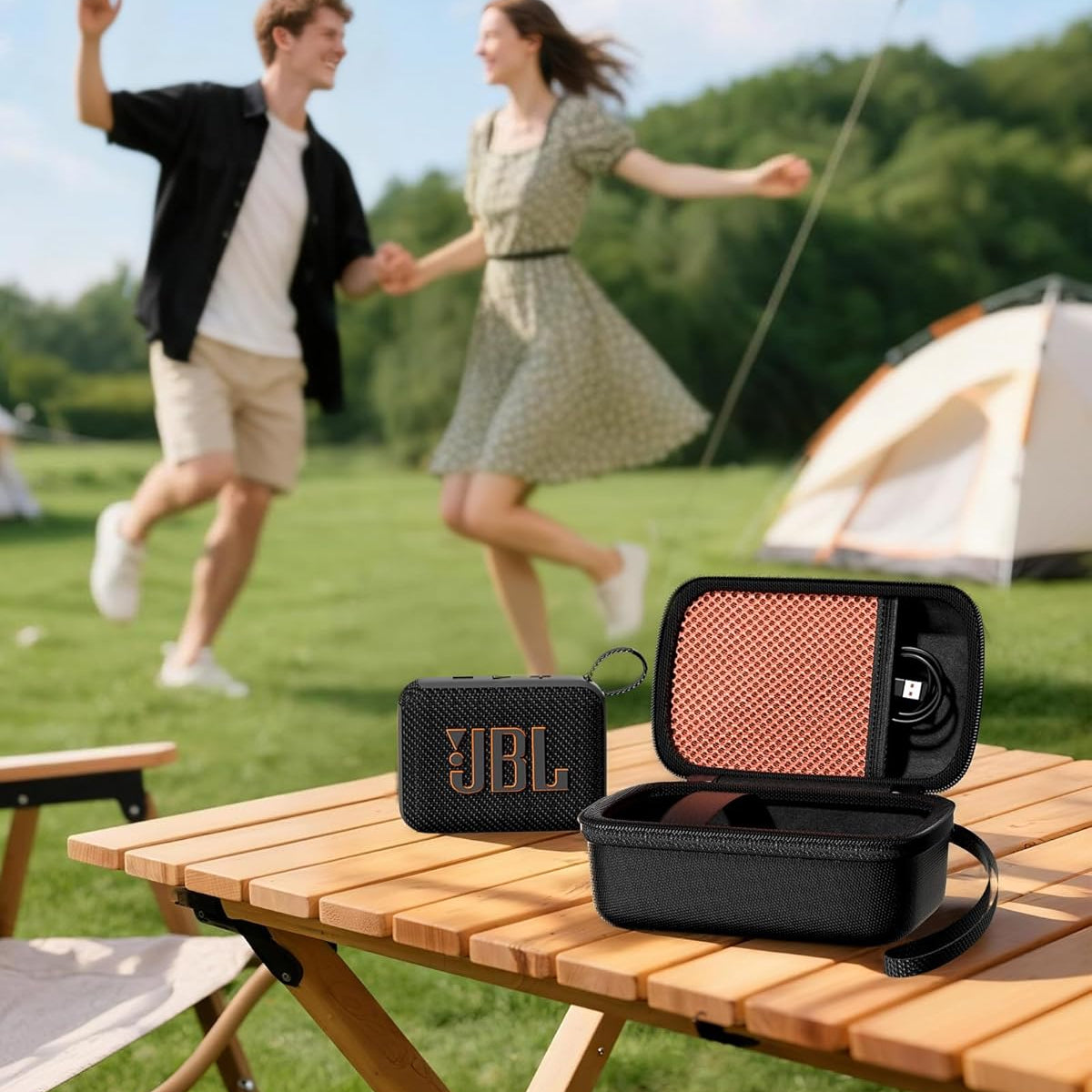 Hard Shell Travel Case for JBL Go 4 2025/ Go 3/ Go 3 Eco Ultra Speaker, Waterproof Portable Carrying Box for JBL Mini Speaker and Accessories, Storage Bag with Mesh Pocket Wrist Strap