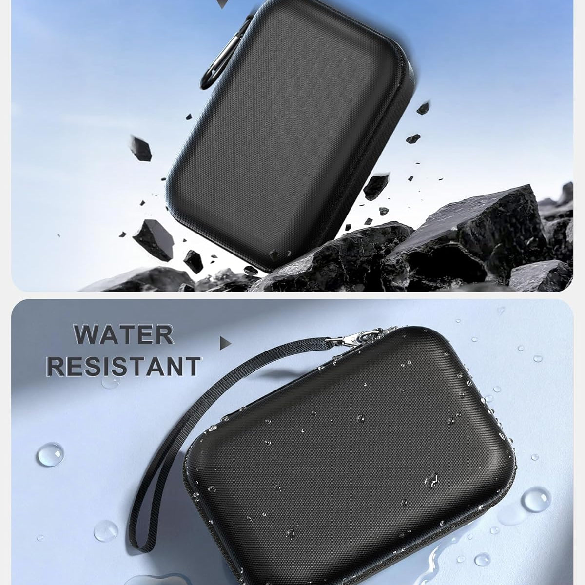 Hard Shell Travel Case for JBL Go 4 2025/ Go 3/ Go 3 Eco Ultra Speaker, Waterproof Portable Carrying Box for JBL Mini Speaker and Accessories, Storage Bag with Mesh Pocket Wrist Strap