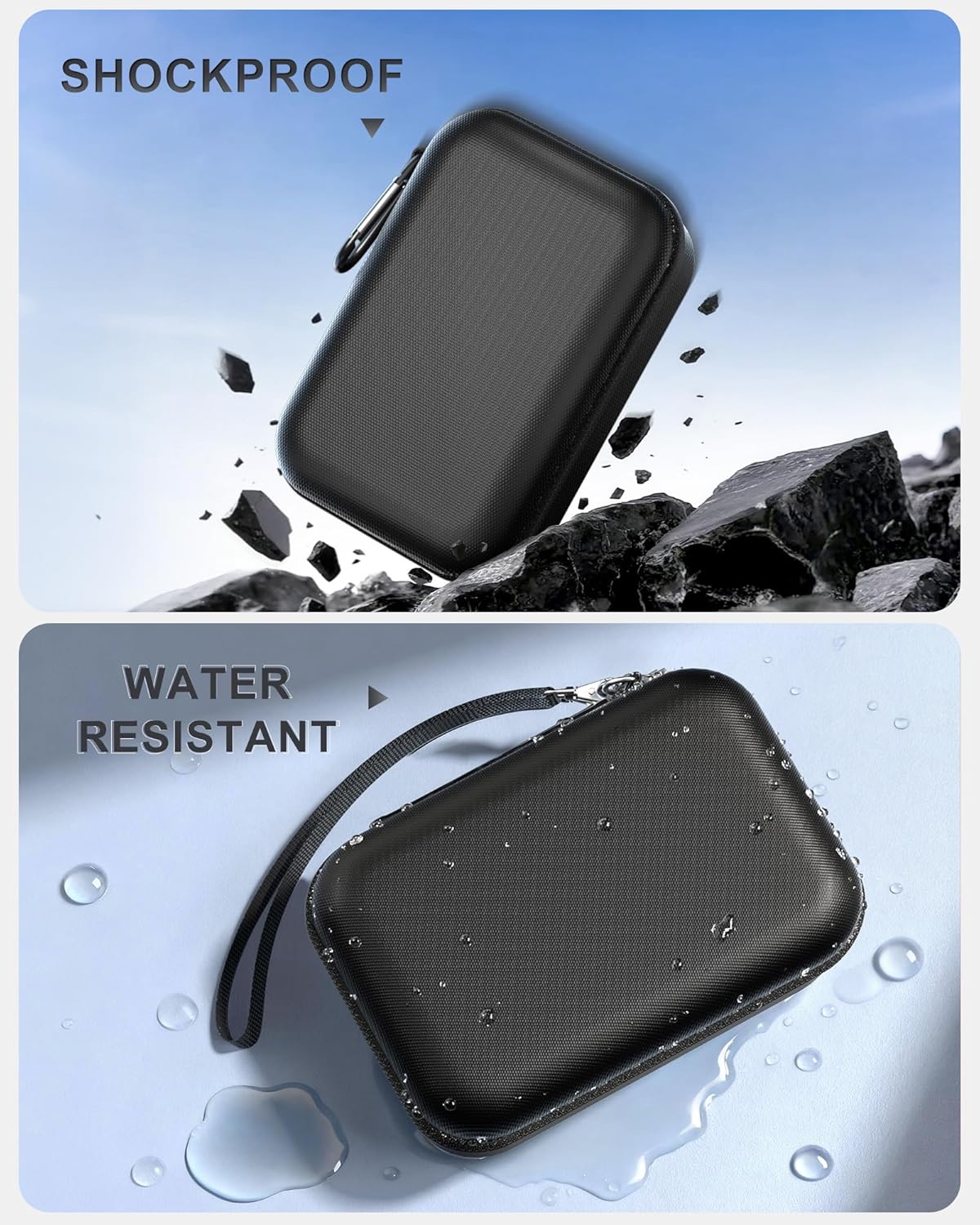 Hard Shell Travel Case for JBL Go 4 2025/ Go 3/ Go 3 Eco Ultra Speaker, Waterproof Portable Carrying Box for JBL Mini Speaker and Accessories, Storage Bag with Mesh Pocket Wrist Strap