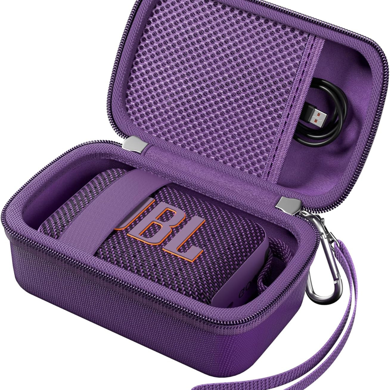 Hard Shell Travel Case for JBL Go 4 2025/ Go 3/ Go 3 Eco Ultra Speaker, Waterproof Portable Carrying Box for JBL Mini Speaker and Accessories, Storage Bag with Mesh Pocket Wrist Strap