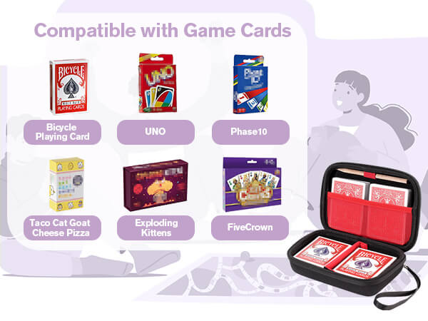 Hard Playing Card Game Carrying Case, Travel Storage Box Holds 300+ Trading Cards, Bag Holder for Classic Board Game UNO, Five Crowns，SKYJO, PlayMonster