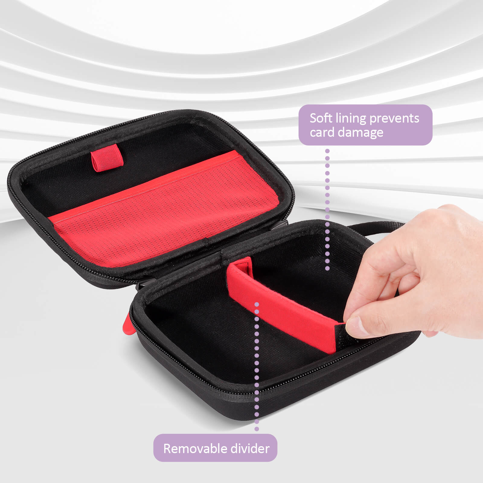 Hard Playing Card Game Carrying Case, Travel Storage Box Holds 300+ Trading Cards, Bag Holder for Classic Board Game UNO, Five Crowns，SKYJO, PlayMonster