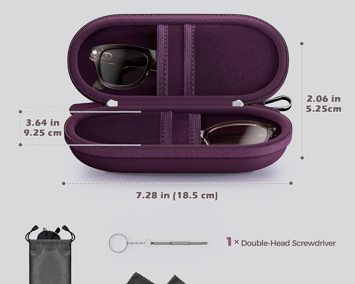 Hard Double Sunglasses Glasses Case for Men Women, Travel Zipper Organizer for Couple Gifts, purple