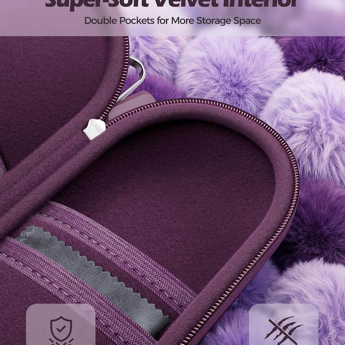 Hard Double Sunglasses Glasses Case for Men Women, Travel Zipper Organizer for Couple Gifts, purple