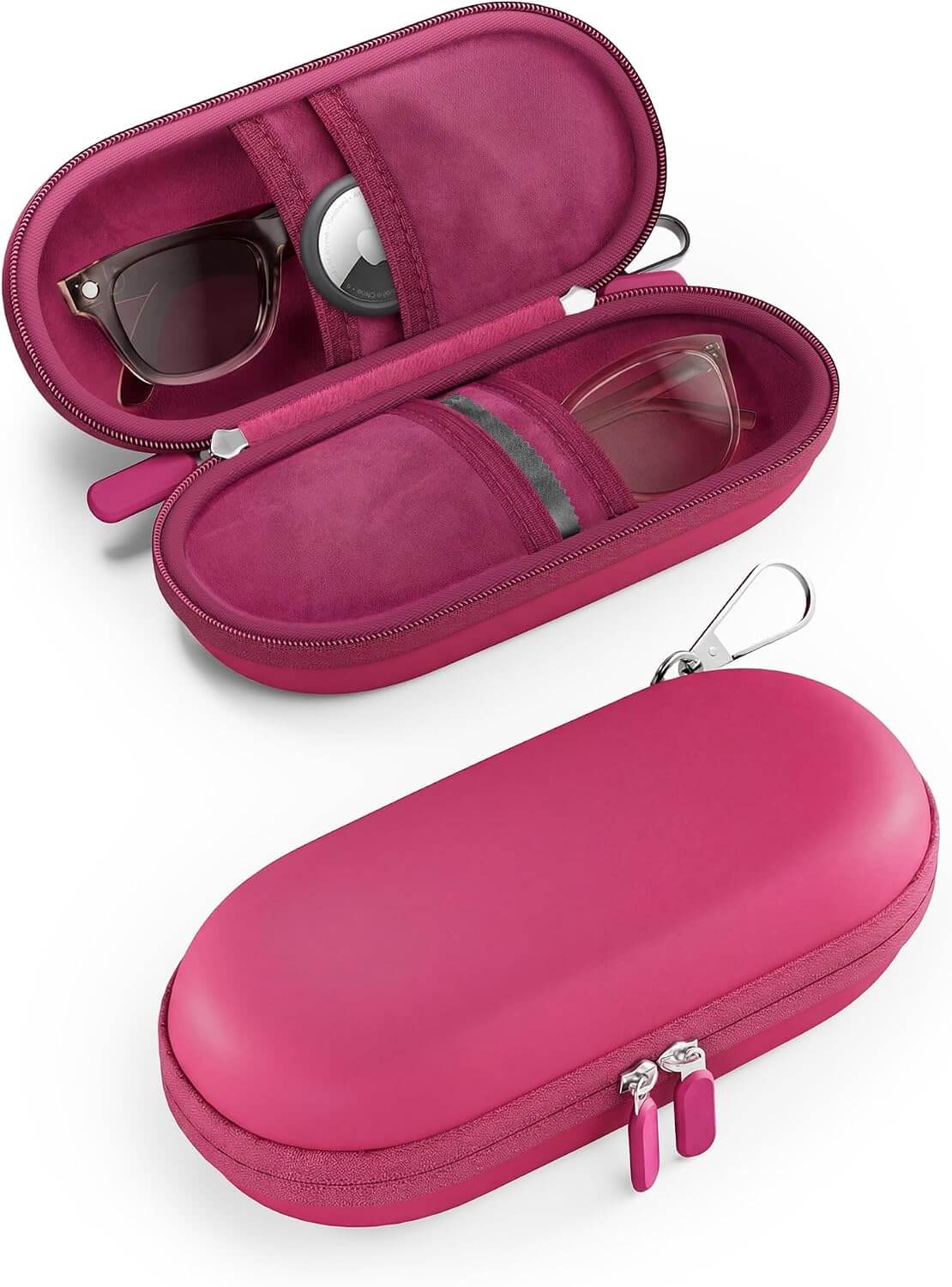 Hard Double Sunglasses Glasses Case for Men Women, Travel Zipper Organizer for Couple Gifts, pink