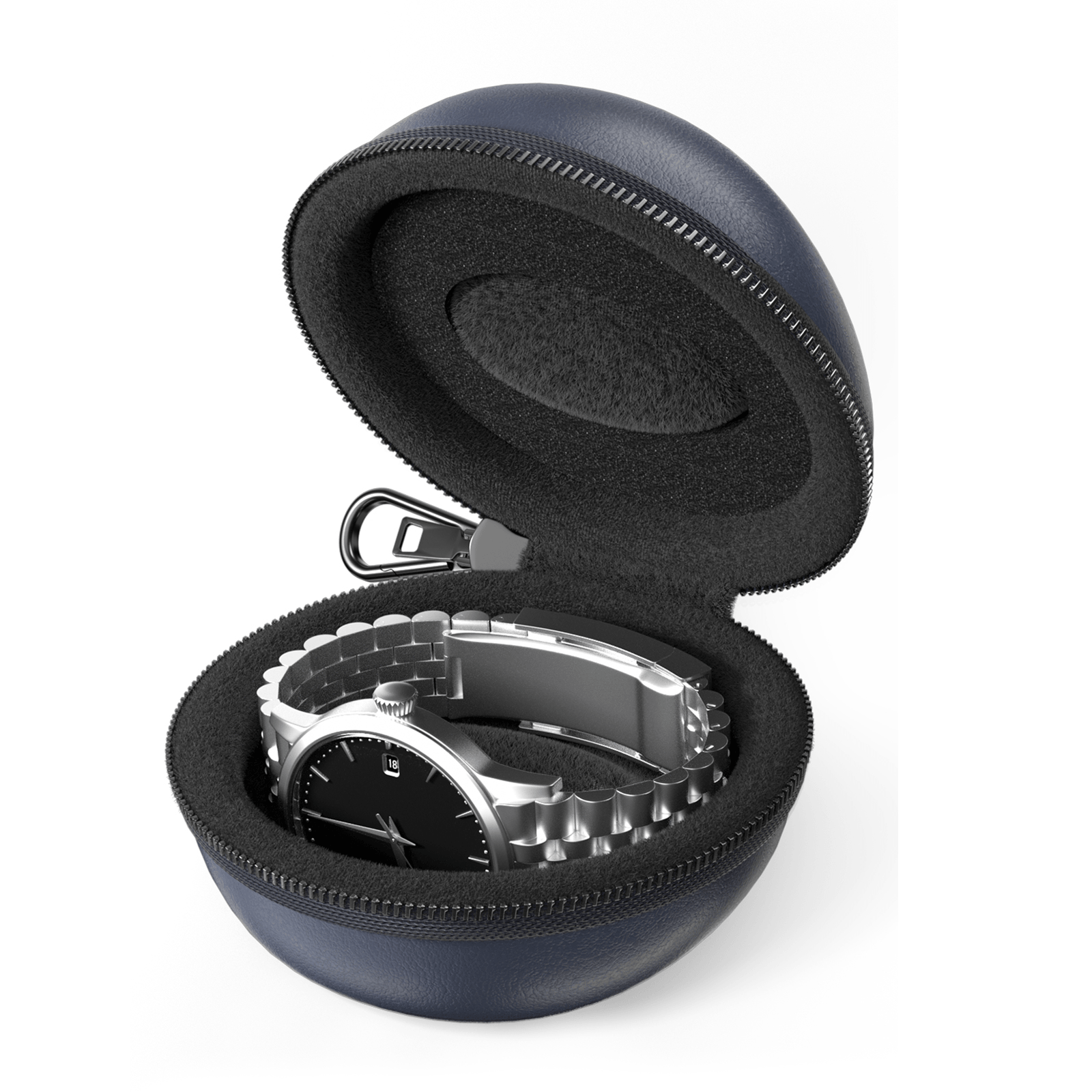Single Watch Travel Case with Carabiner Clip