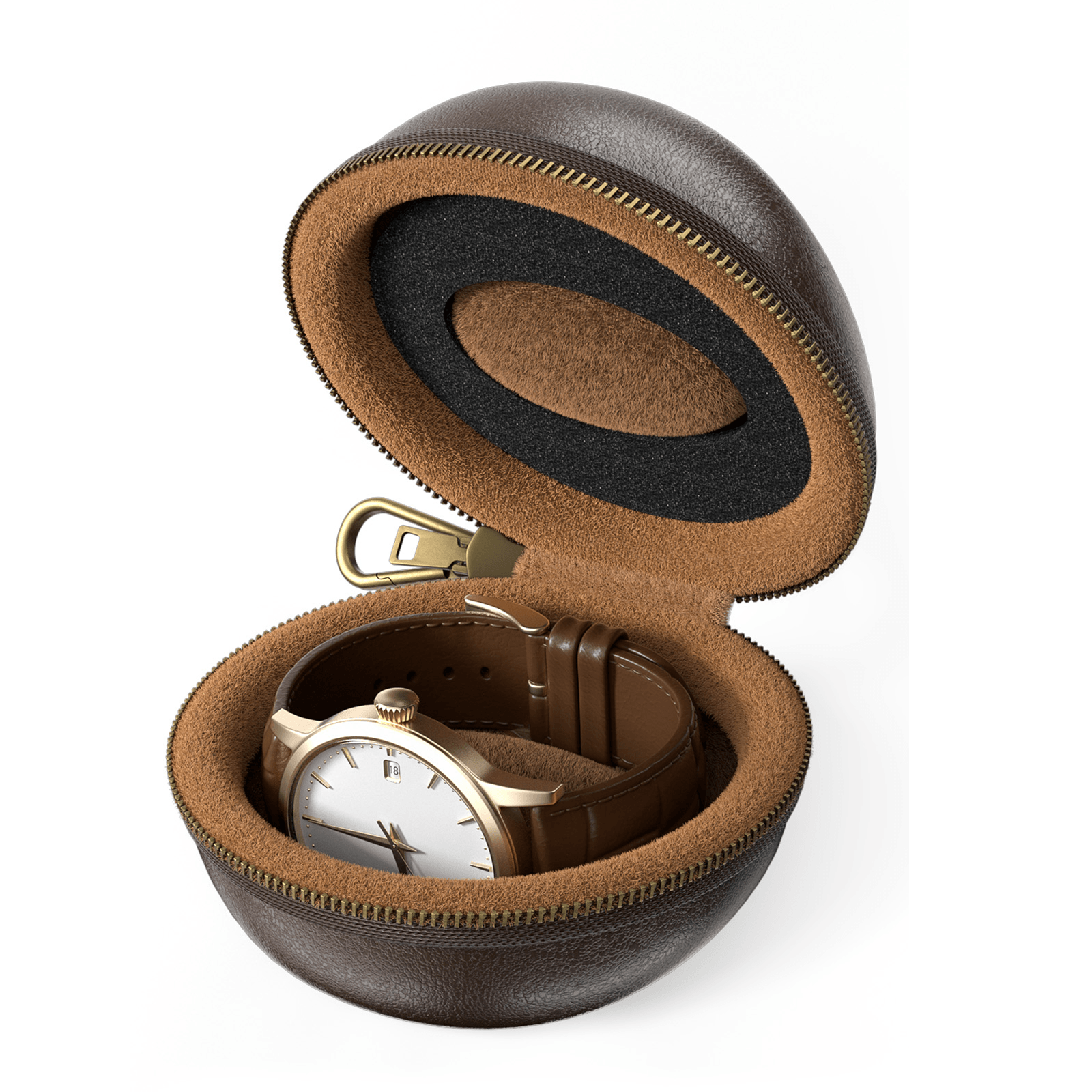 Single Watch Travel Case with Carabiner Clip