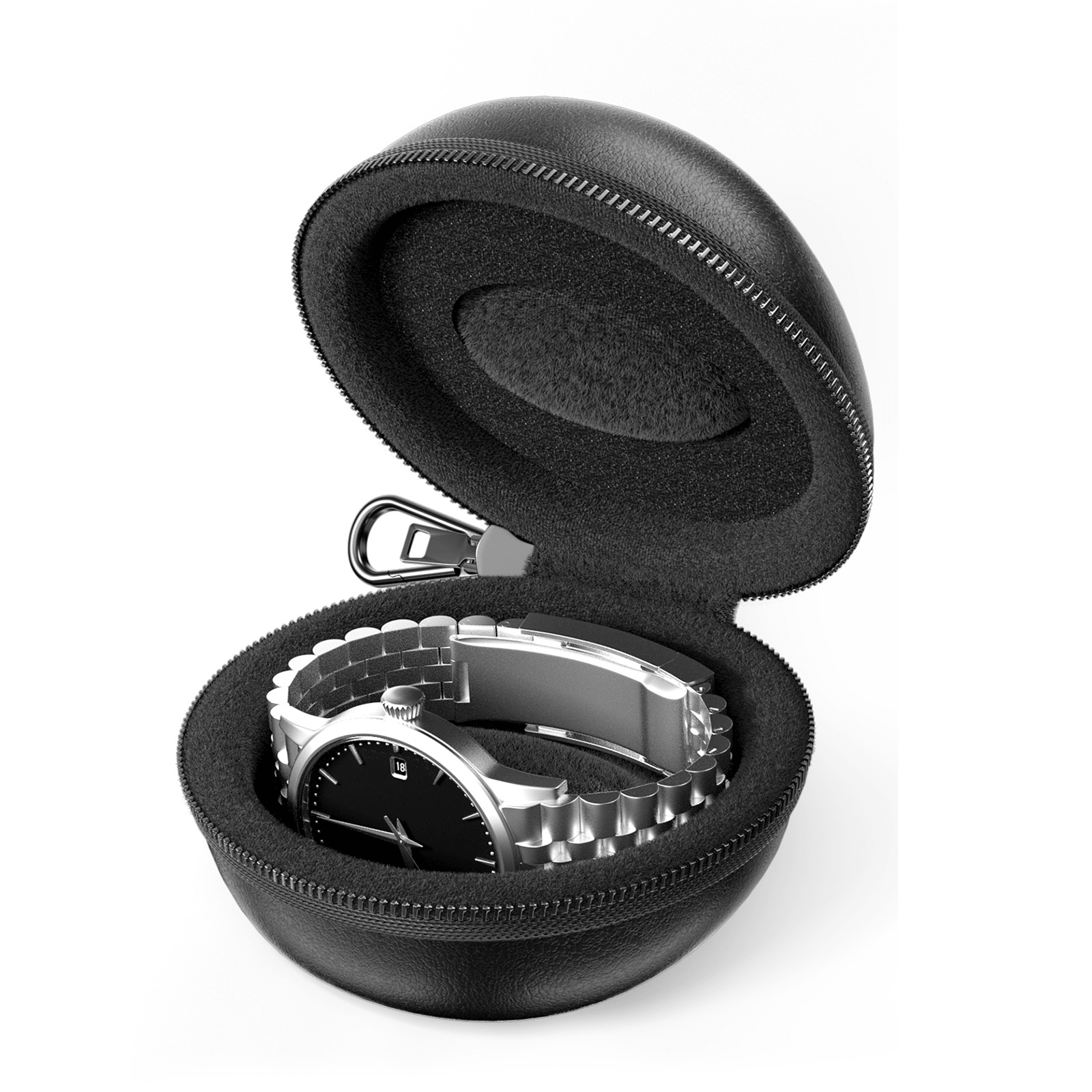 Single Watch Travel Case with Carabiner Clip