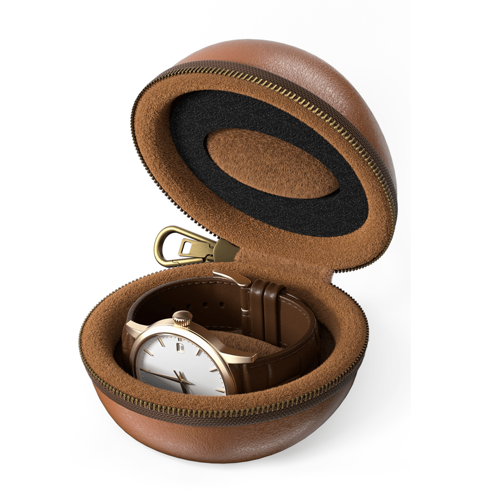 Single Watch Travel Case with Carabiner Clip
