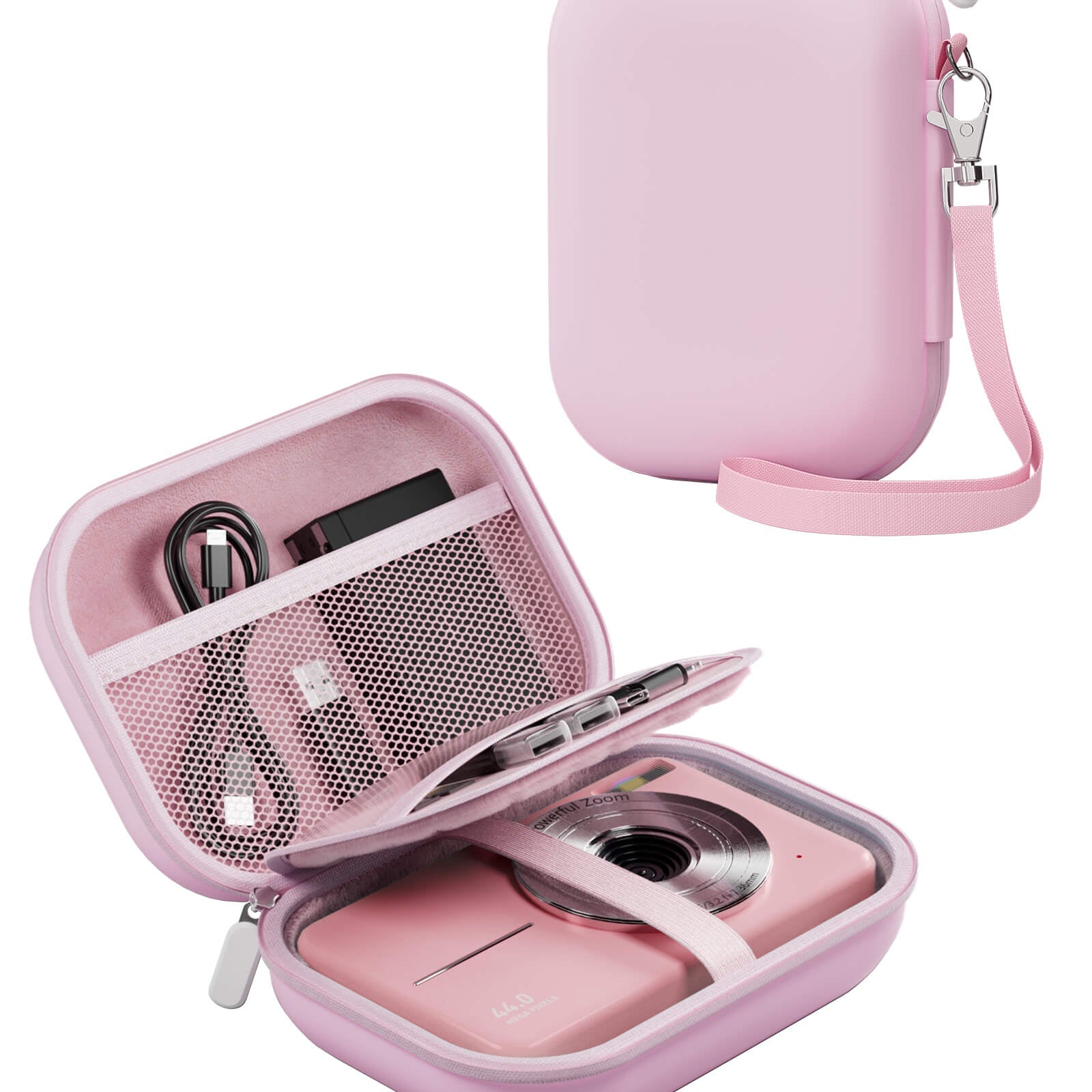 Hard Shell Camera Case, Cute Compact Travel Carrying Protective Camera Storage Case Pink
