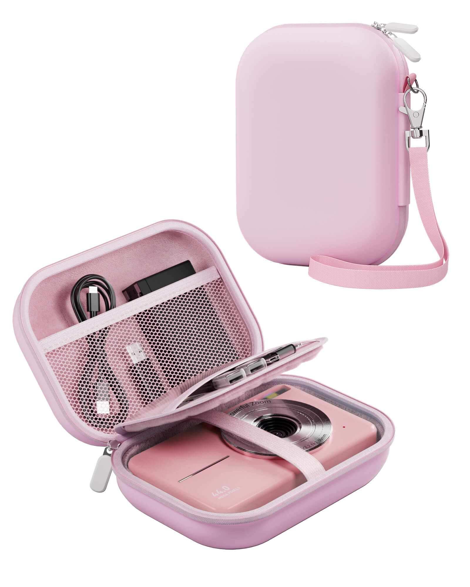 Hard Shell Camera Case, Cute Compact Travel Carrying Protective Camera Storage Case Pink