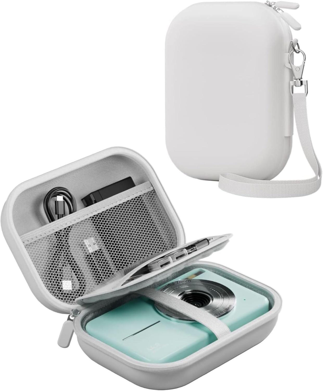 Small Digital Camera Case for KODAK PIXPRO FZ55/FZ53/FZ45/FZ43, Hard Shell Camera Case, Cute Compact Travel Carrying Protective Camera Storage Case for Kids, white