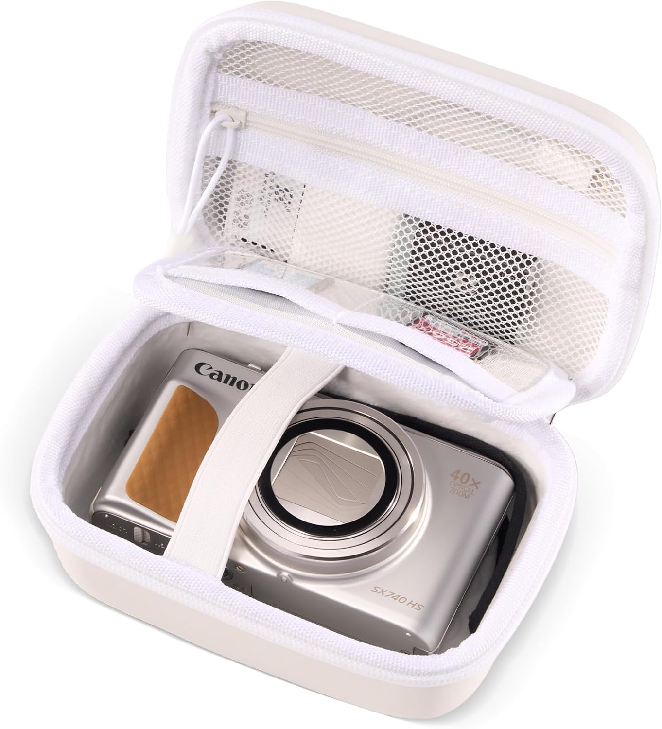 Hard Shell Digital Camera Case for Canon G7X Mark III Mark II, Sony Cybershot, PowerShot SX740, Ricoh GR III, Kodak Pixpro, Compact 4K Vlogging Small Cameras Travel Carrying Storage Bag, white