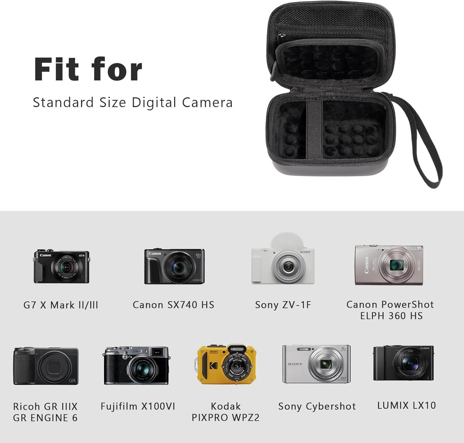 Hard Shell Digital Camera Case for Canon G7X Mark III Mark II, Sony Cybershot, PowerShot SX740, Ricoh GR III, Kodak Pixpro
