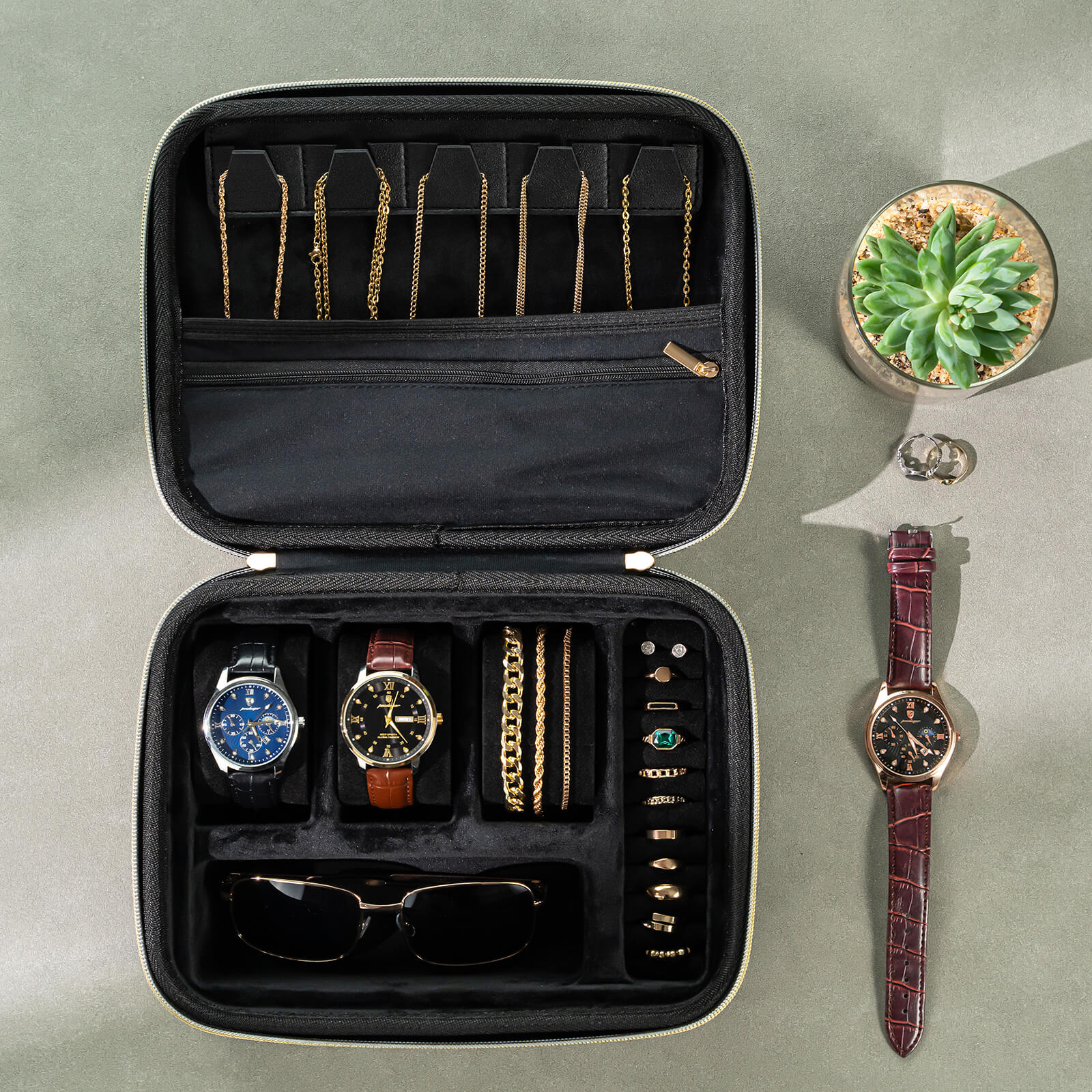 Travel Watch Accessories Carrying Box for sunglasses Necklaces Rings Bracelets