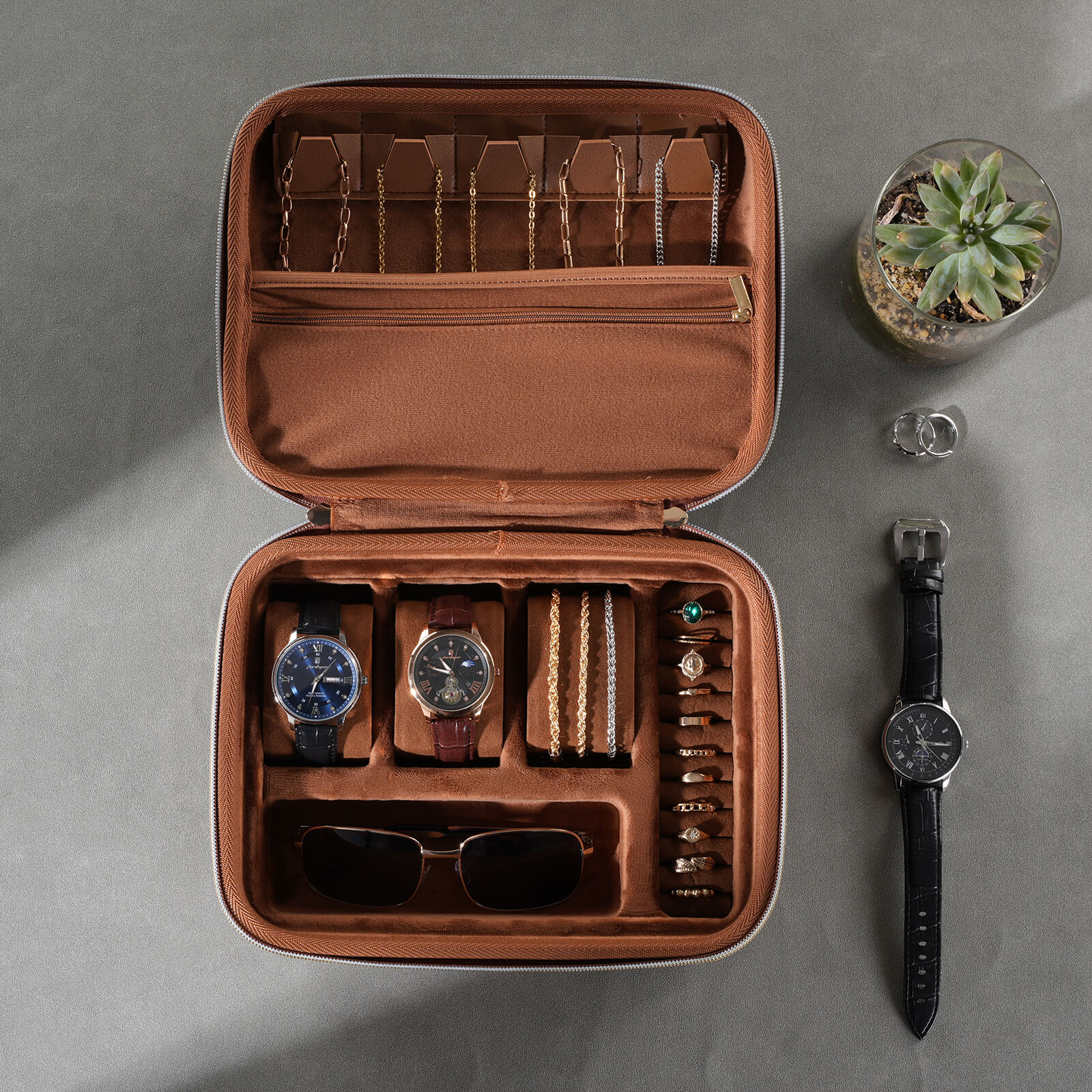 Travel Watch Accessories Carrying Box for sunglasses Necklaces Rings Bracelets