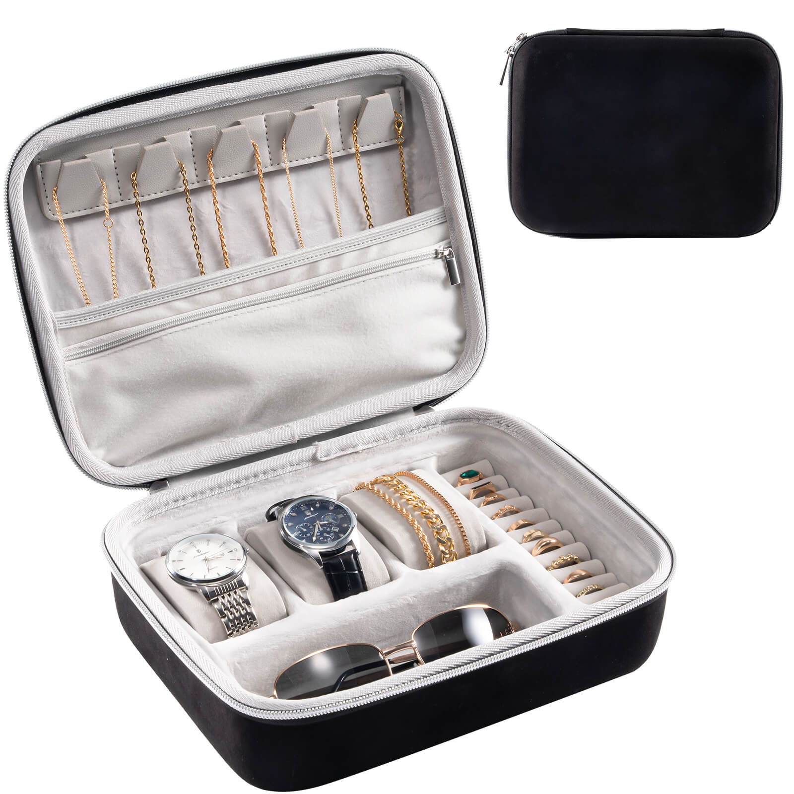 Glasses Necklaces Rings Bracelets Zippered Organizer Bag for Male