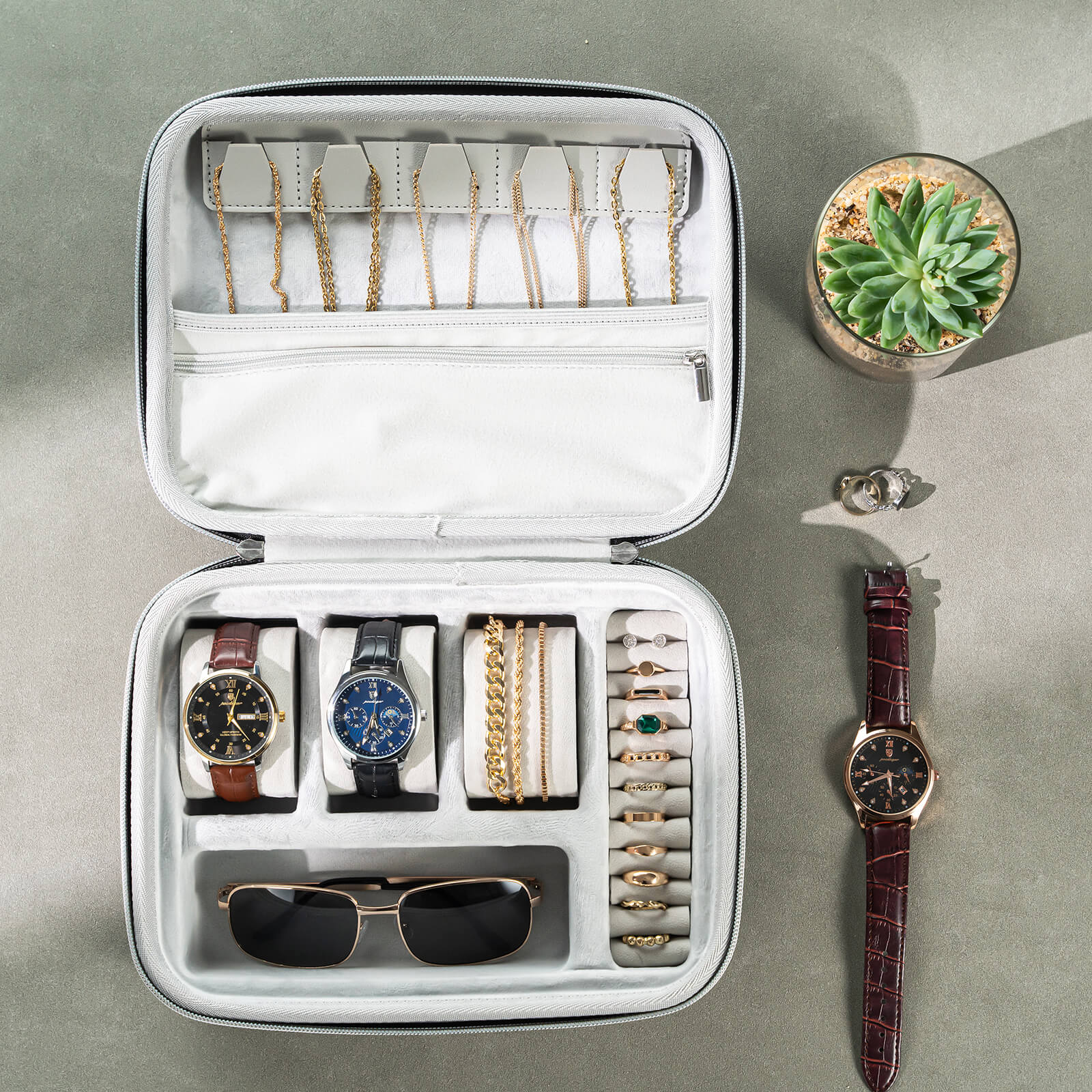 Travel Watch Accessories Carrying Box for Men