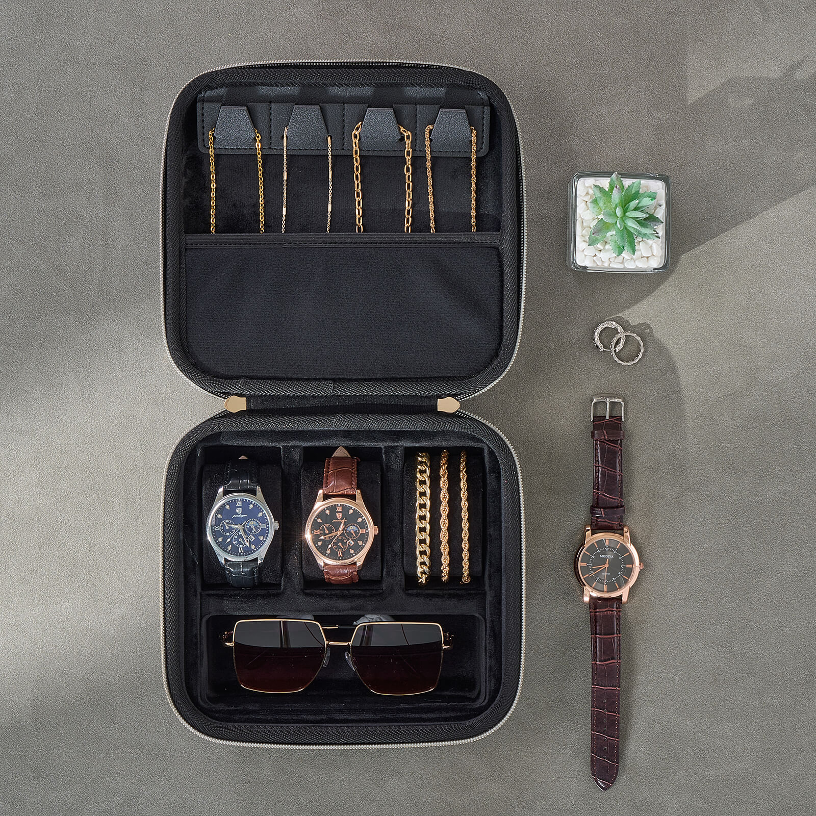 Travel Watch Accessories Carrying Box for sunglasses Necklaces Rings Bracelets