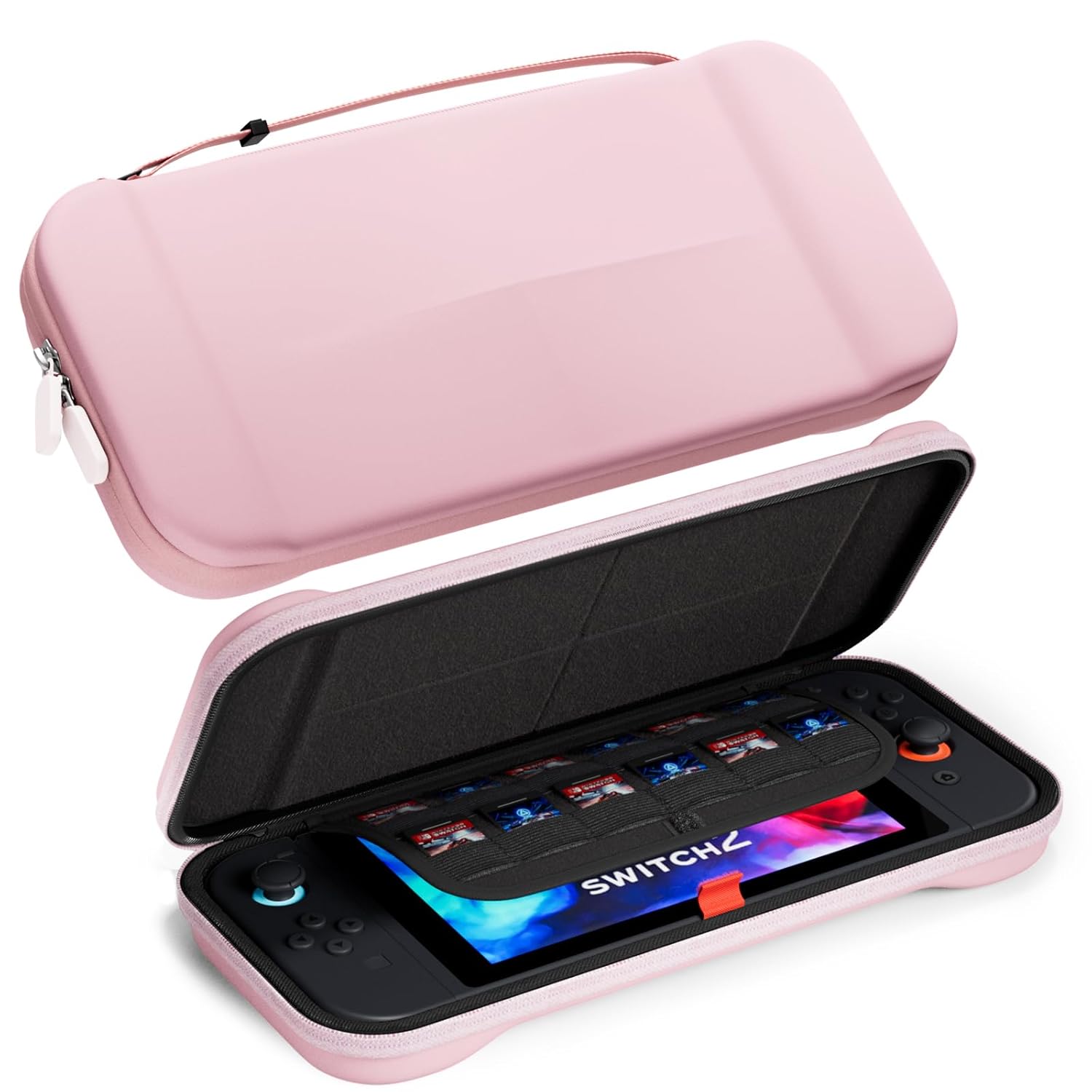 Slim Carrying Case for Nintendo Switch 2 2025, Travel Case Hard-Shell with 12 Game Card Slots, Switch 2 Protector Accessories -Red, pink