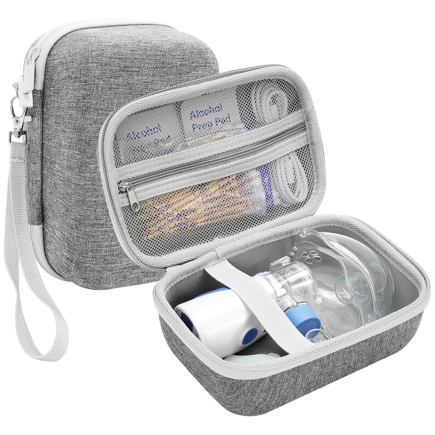 grey Hard Carrying Case for Portable Nebulizer Travel