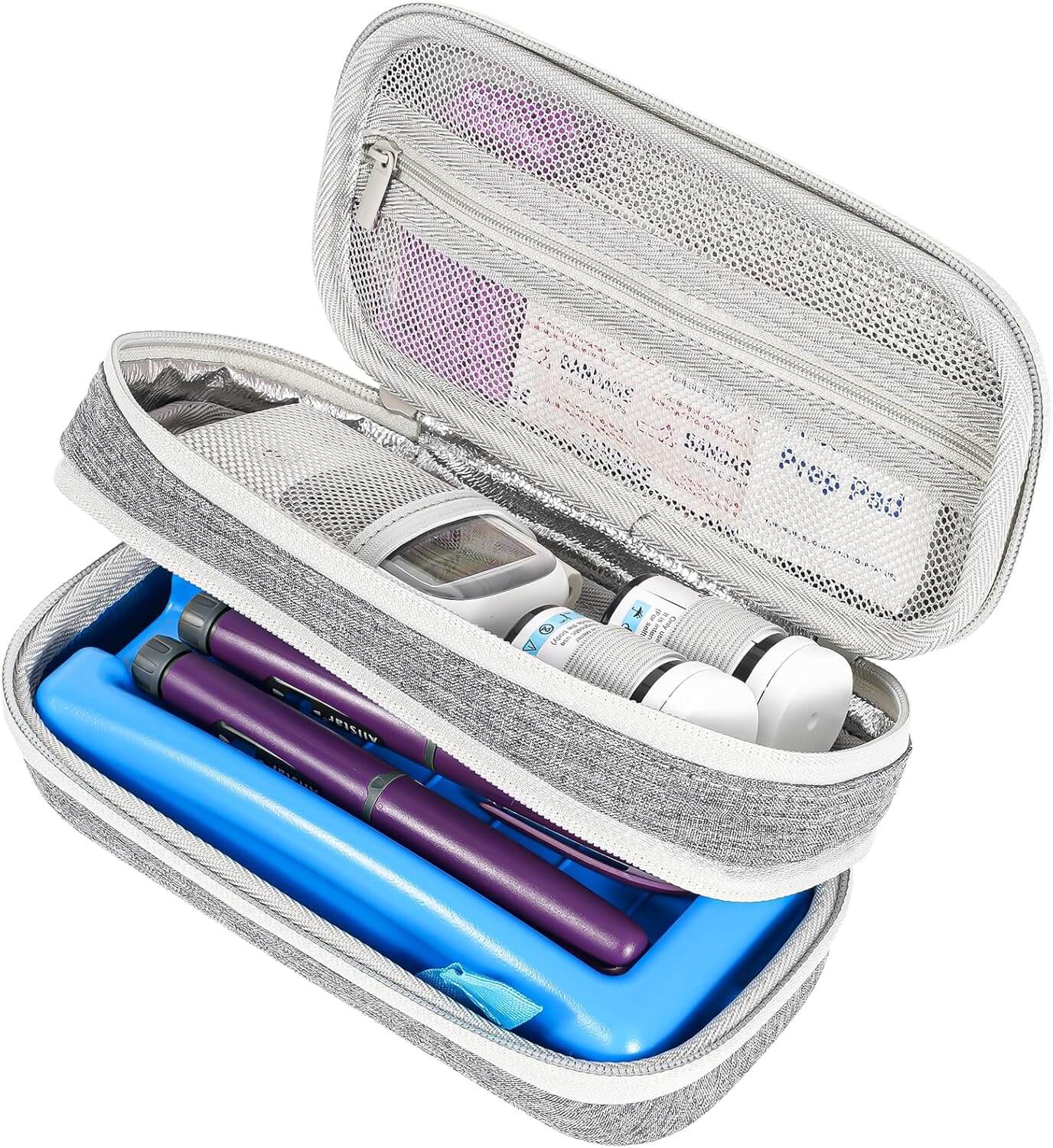 Insulin Cooler Travel Carrying Case, Portable Diabetes Cold Medication Organizer with Ice Brick