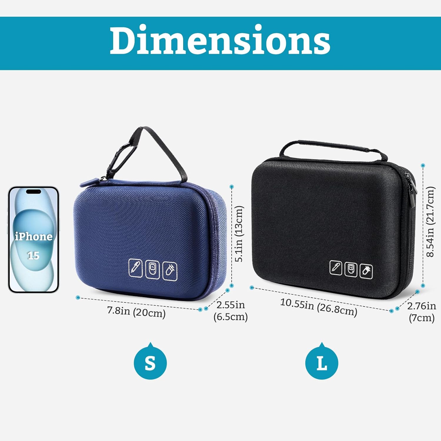 Diabetic Supplies Hard Travel Case, Diabetes Storage Bag for Glucose Meter, Insulin Pen, Blood Sugar Test Strips, Syringe, Needles and More Kits