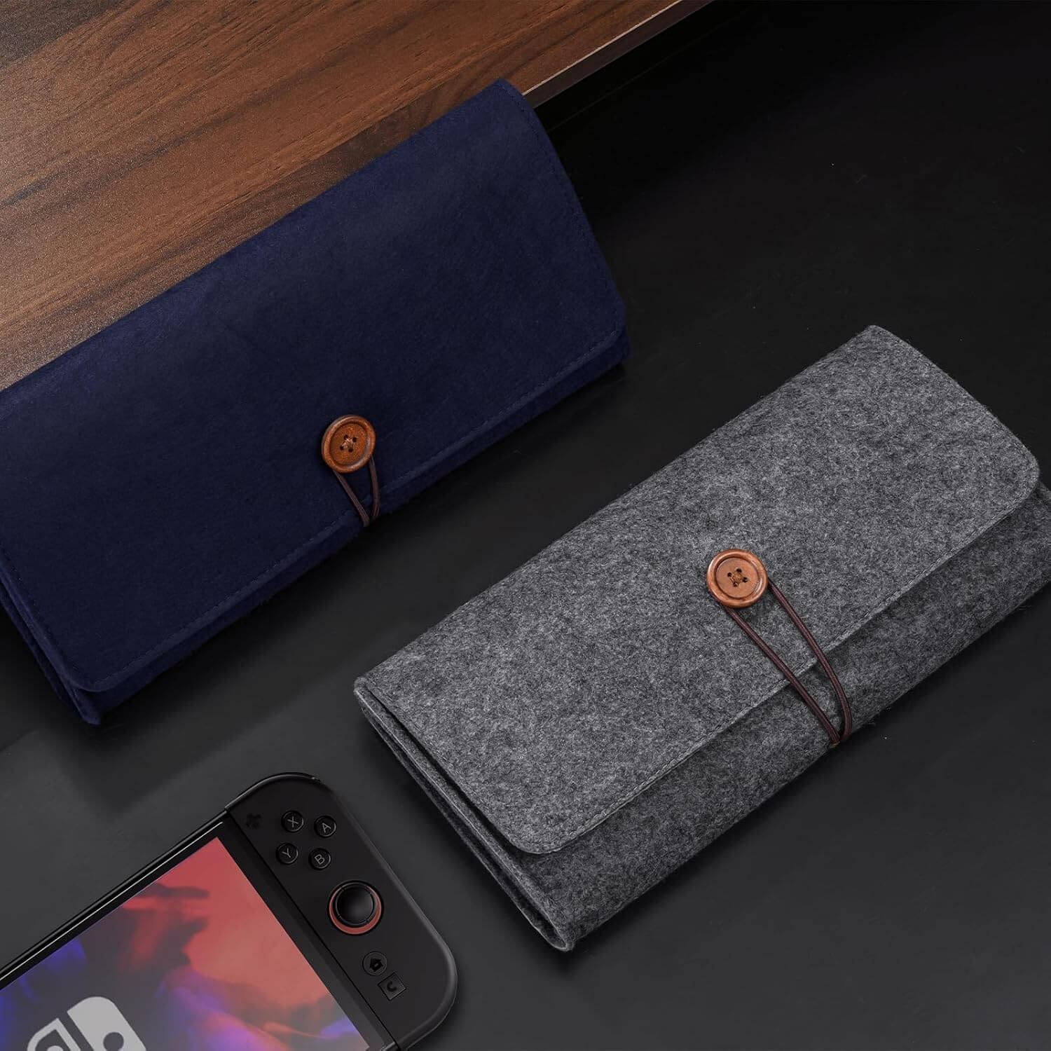 ProCase Ultra Slim Felt Pouch for Nintendo Switch 2 Black/Navy