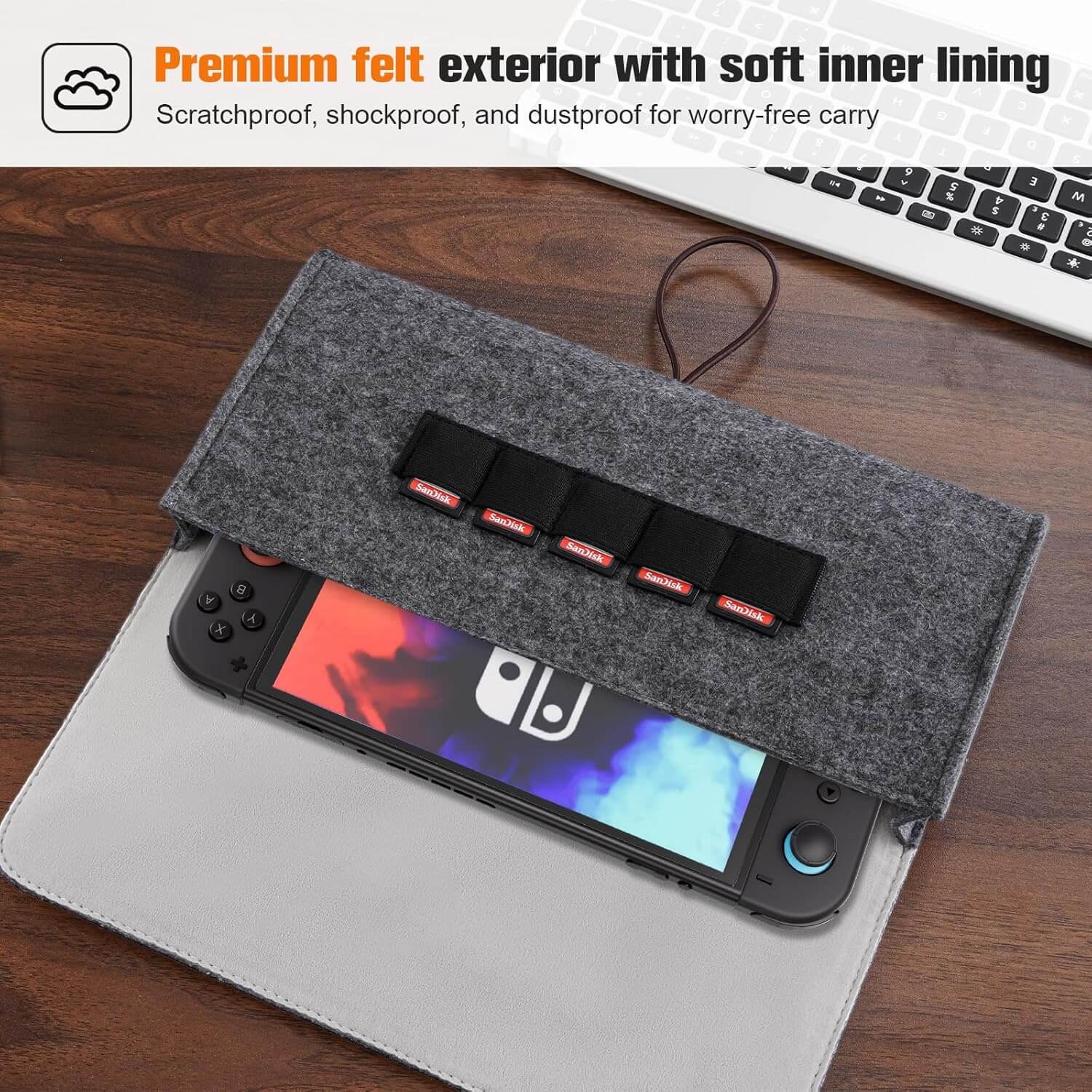 ProCase Ultra Slim Felt Pouch for Nintendo Switch 2 Black