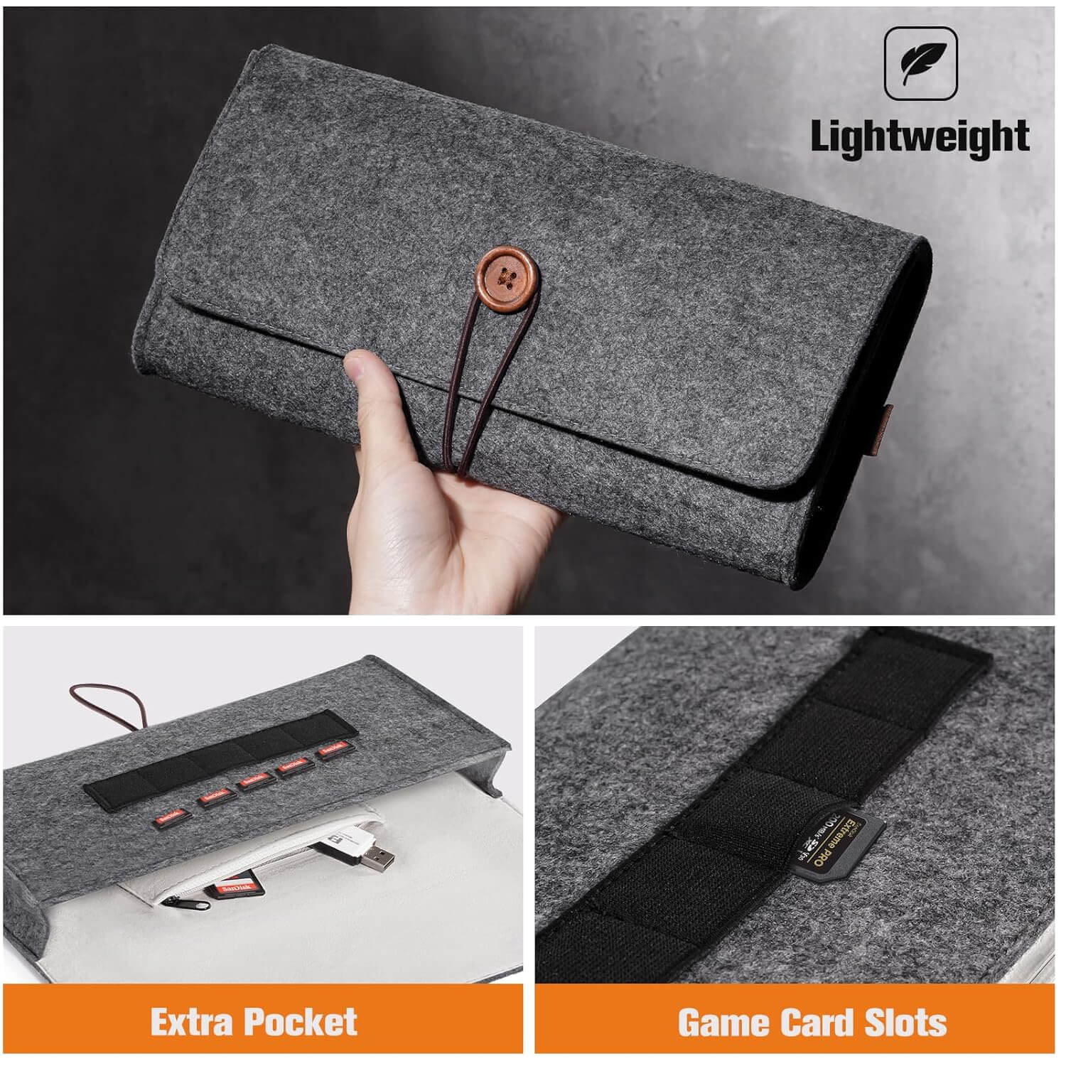 ProCase Ultra Slim Felt Pouch for Nintendo Switch 2 Black