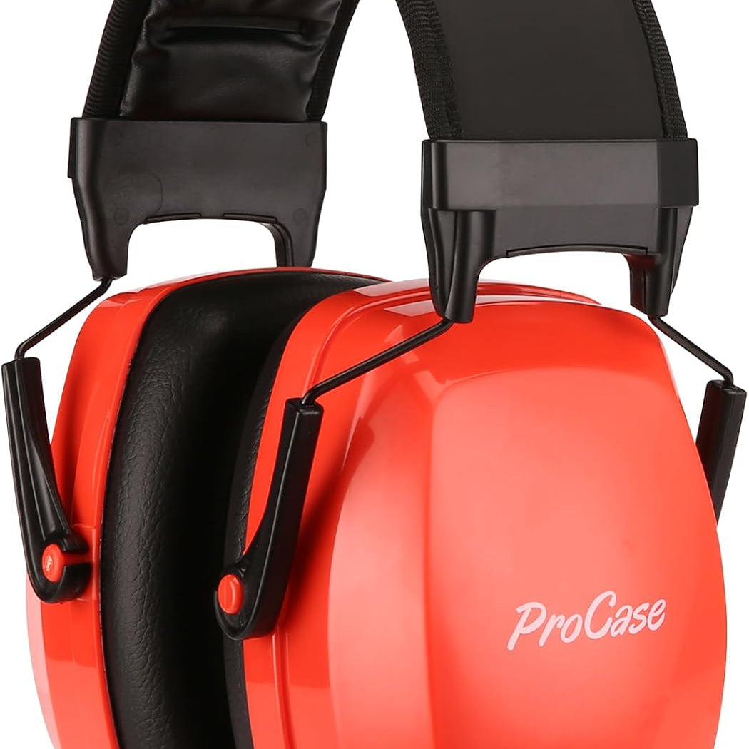 Noise Cancelling Ear Muffs SNR 33dB, Ear Hearing Protection Headphones for Adults, Sound Proof Ear Defenders for Work, Mowing, Shooters Shooting Gun Range, Construction,red