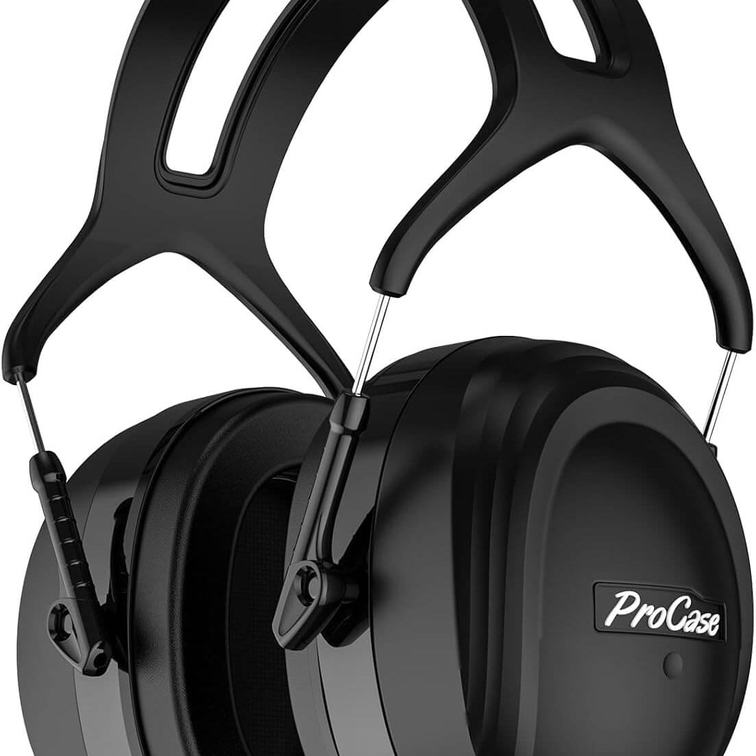 Black ProCase ear protection headphones on a white background