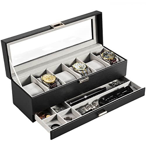 6 Slot Watch Box with Drawer