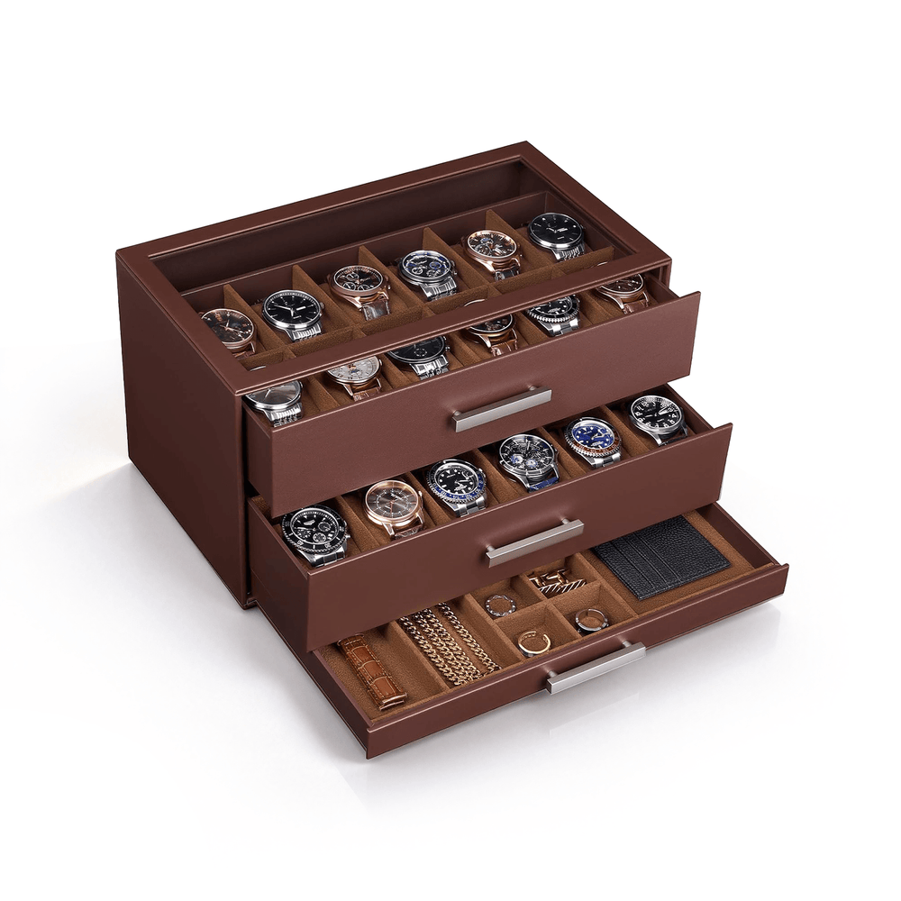 Pull-Out Watch Box & Accessories Organizer (12/14/24 Slots, 2/3-Layer) | ProCase