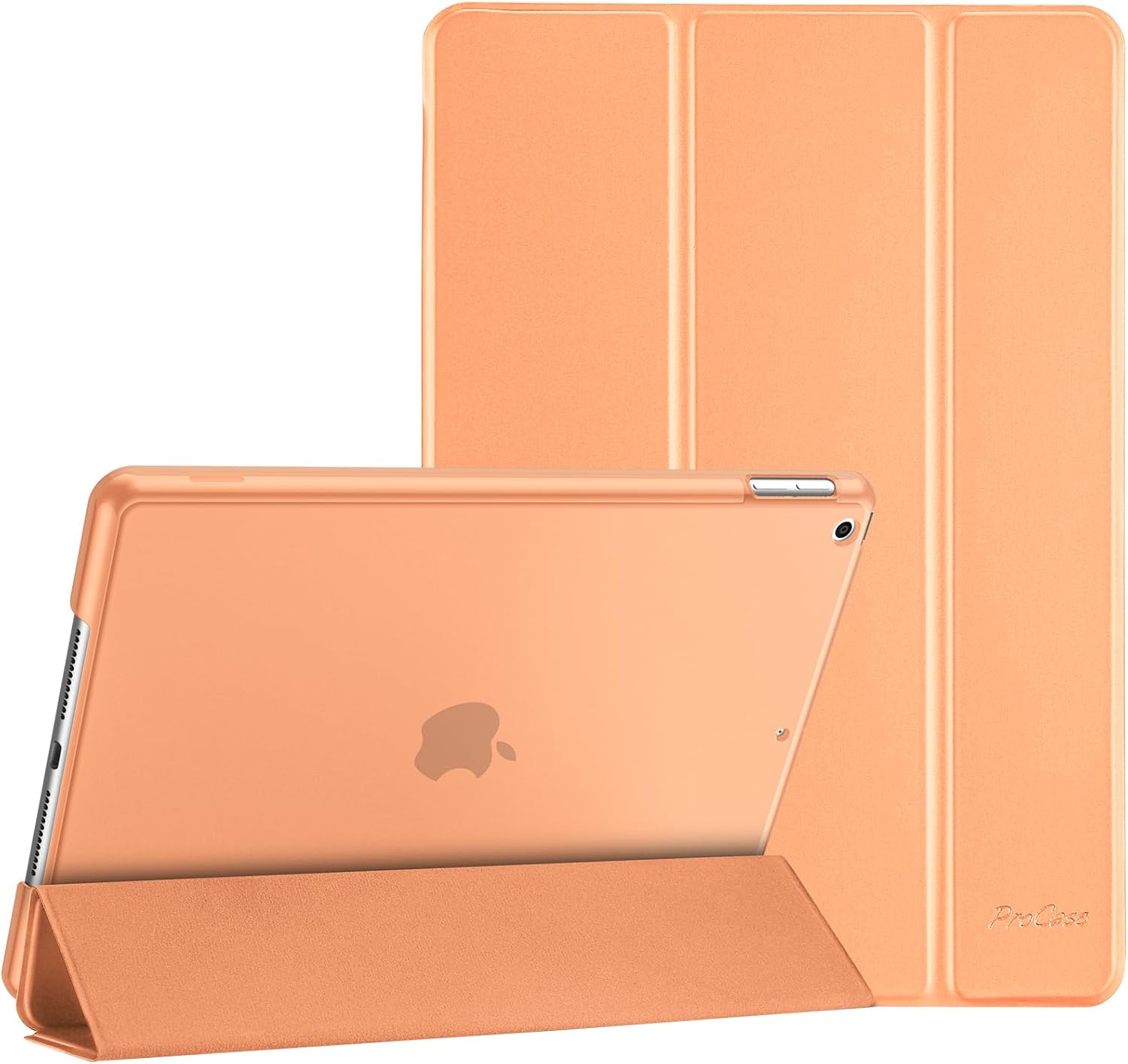  iPad 9th/ 8th/ 7th Generation Case 10.2 Inch (2021/2020/2019 Release), 10.2 iPad Case 9th/ 8th/ 7th Gen Cover, Slim Smart Cover with Translucent Hard Shell Back Orange