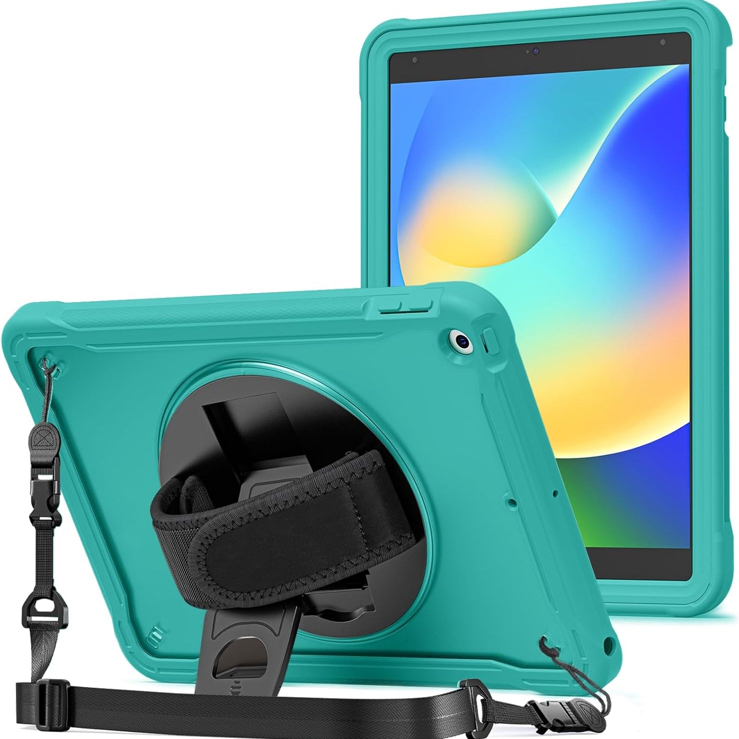 Rugged Case for iPad 9th/8th/7th Generation 10.2 inch 2021/2020/2019 Case, Heavy Duty Shockproof Rugged Cover with Hand Strap 360 Degree Rotatable Kickstand Protective for iPad 10.2, green