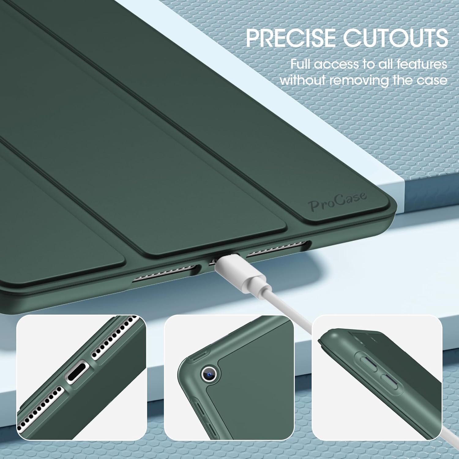 iPad 9th 8th 7th Generation 10.2" (2021/2020/2019 Release), Soft TPU Back Cover with Pencil Holder, Shockproof Smart Slim Case, Auto Sleep/Wake, green
