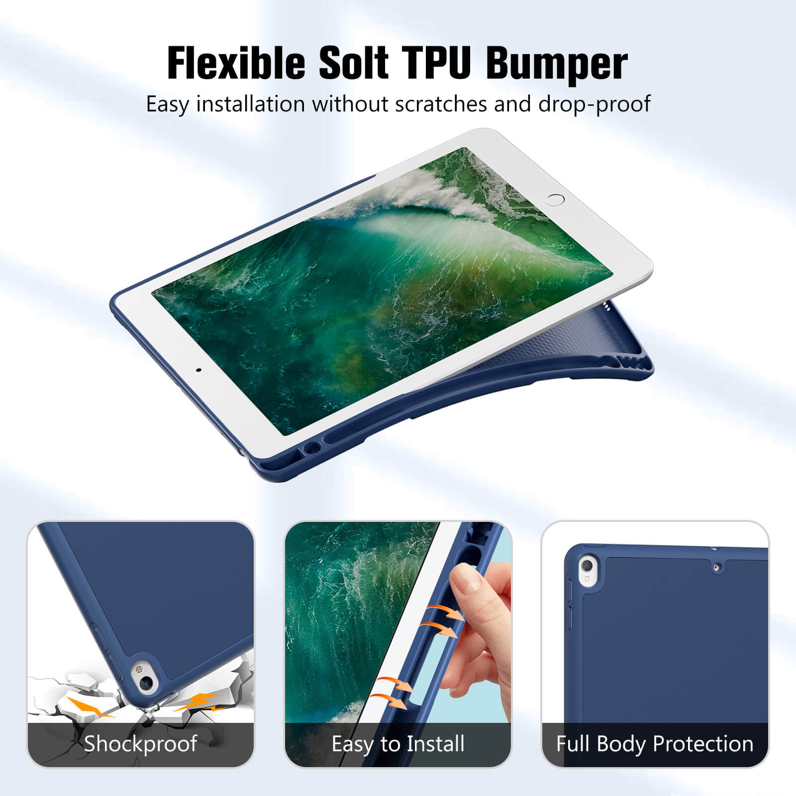 Smart Case for 10.5” iPad Air 3rd Generation 2019 / iPad Pro 2017, Slim Stand Cover with Pencil Holder Soft TPU Back