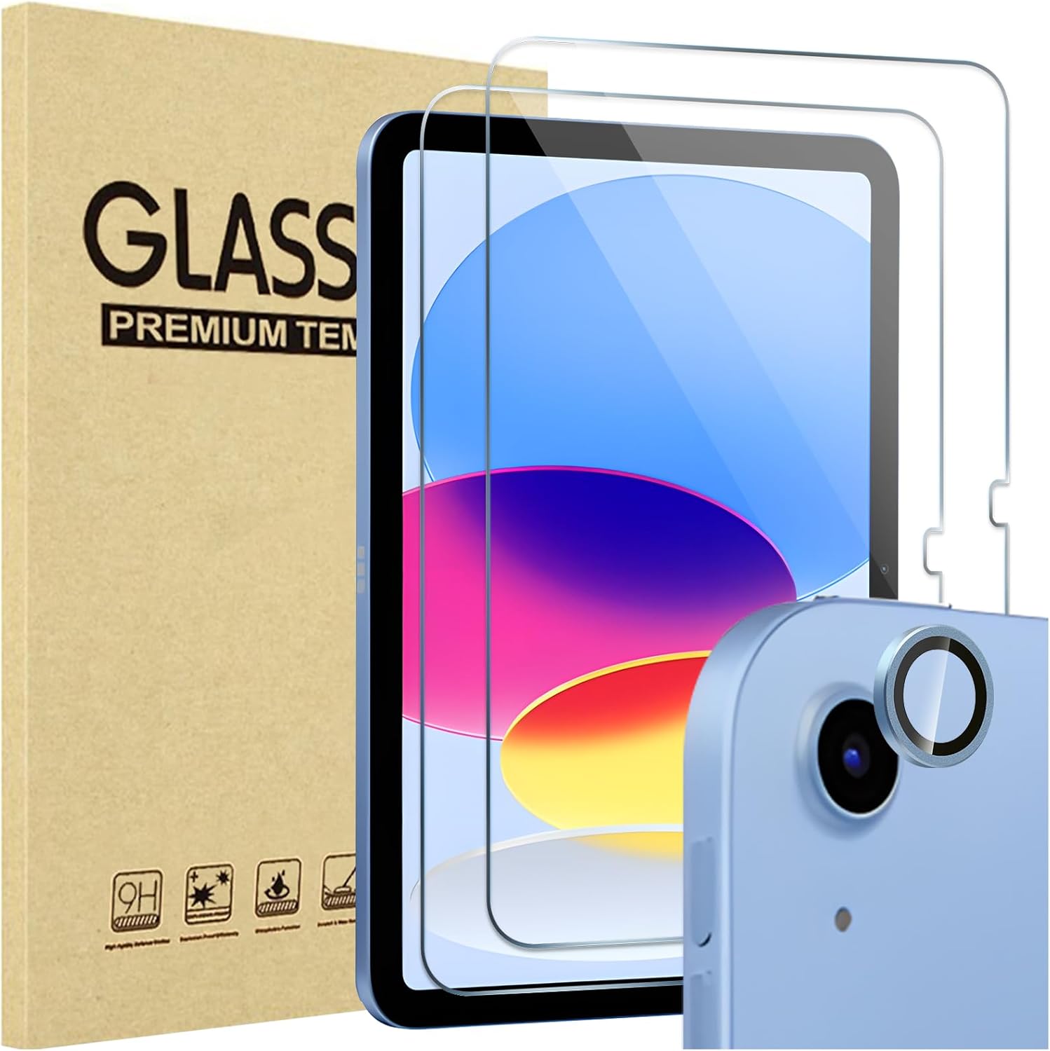 2 Pack Screen Protector for iPad A16 2025 11th/10th 2022 Generation (11-inch/10.9), Clear Tempered Glass Film Guard with 1 Camera Lens Protector