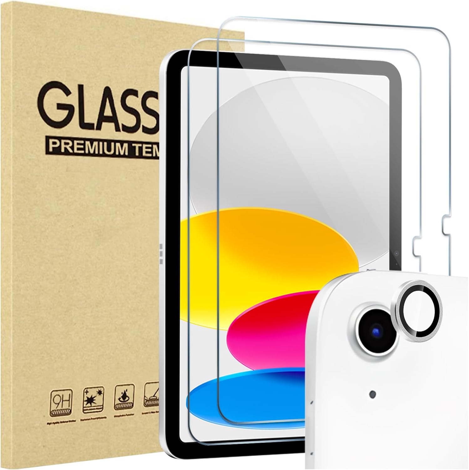 2 Pack Screen Protector for iPad A16 2025 11th/10th 2022 Generation (11-inch/10.9), Clear Tempered Glass Film Guard with 1 Camera Lens Protector