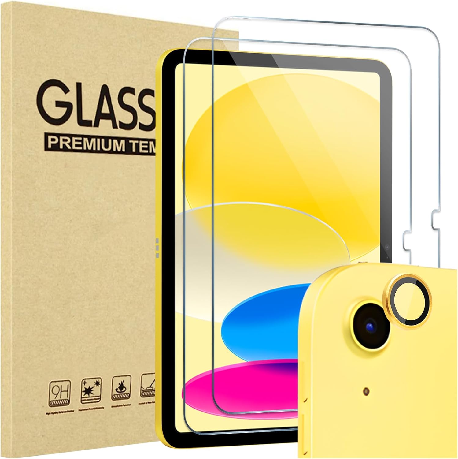 2 Pack Screen Protector for iPad A16 2025 11th/10th 2022 Generation (11-inch/10.9), Clear Tempered Glass Film Guard with 1 Camera Lens Protector
