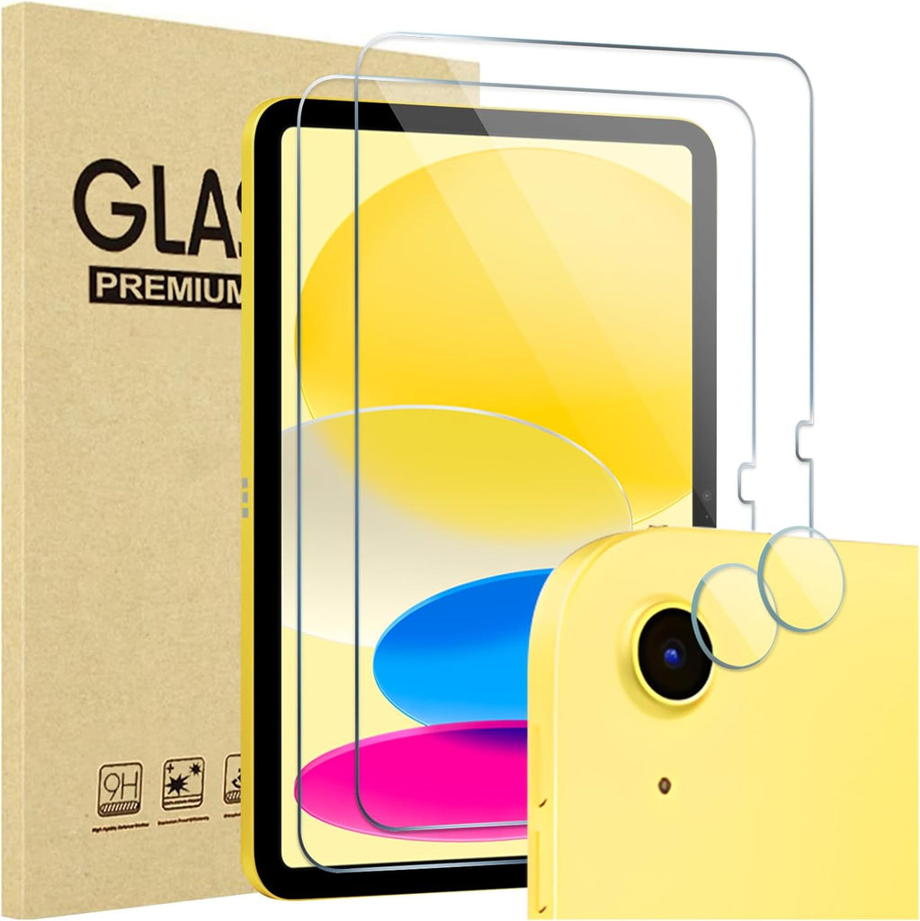 ProCase Tempered Glass Screen Protector for iPad 11th/10th Gen & Camera Lens Protector 2 Pack Clear