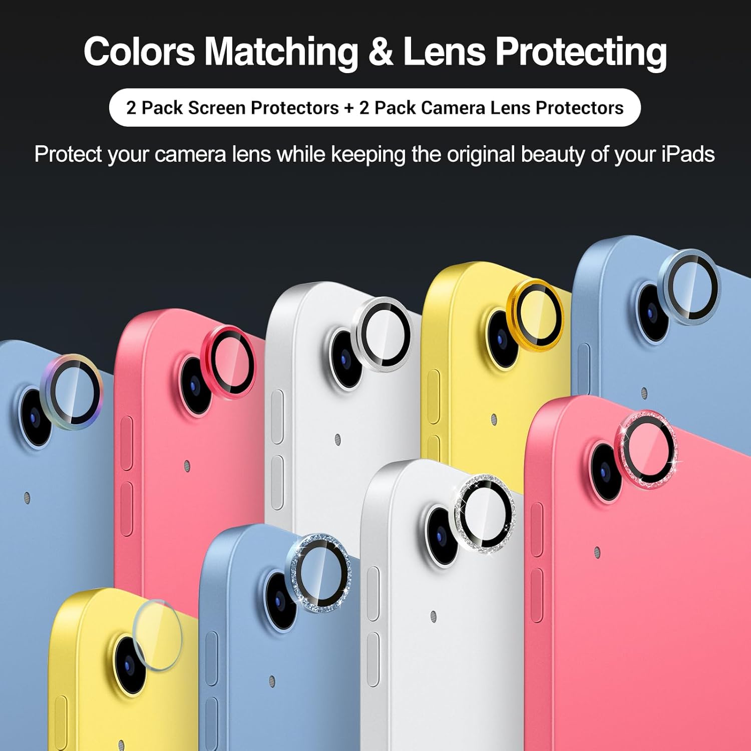 2 Tempered Glass Films with 2 Camera Lens Protectors for iPad A16 2025 11th/10th 2022 Generation