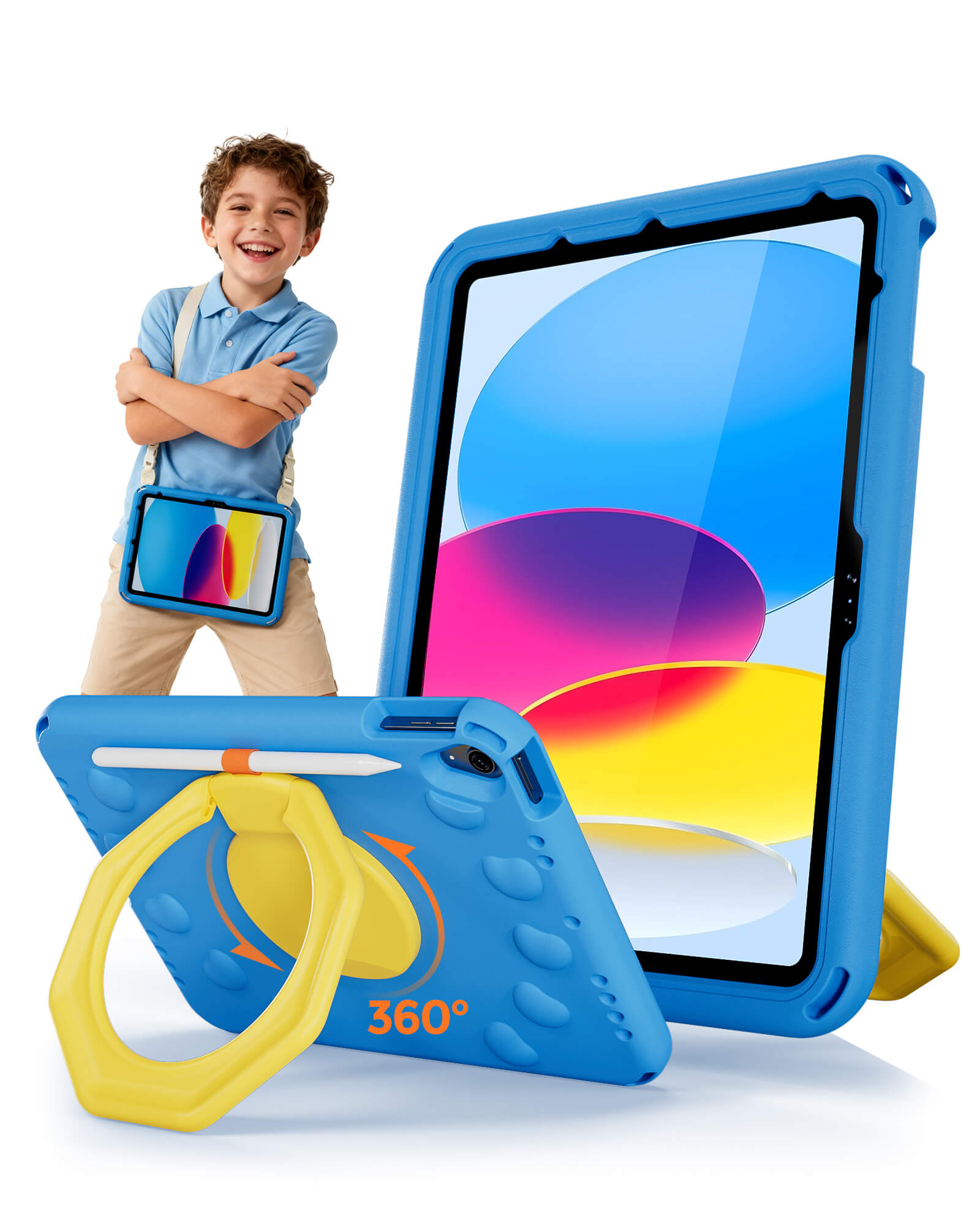 Shockproof Kids Case for iPad A16 11th Gen/iPad 10th Gen with pencil holder